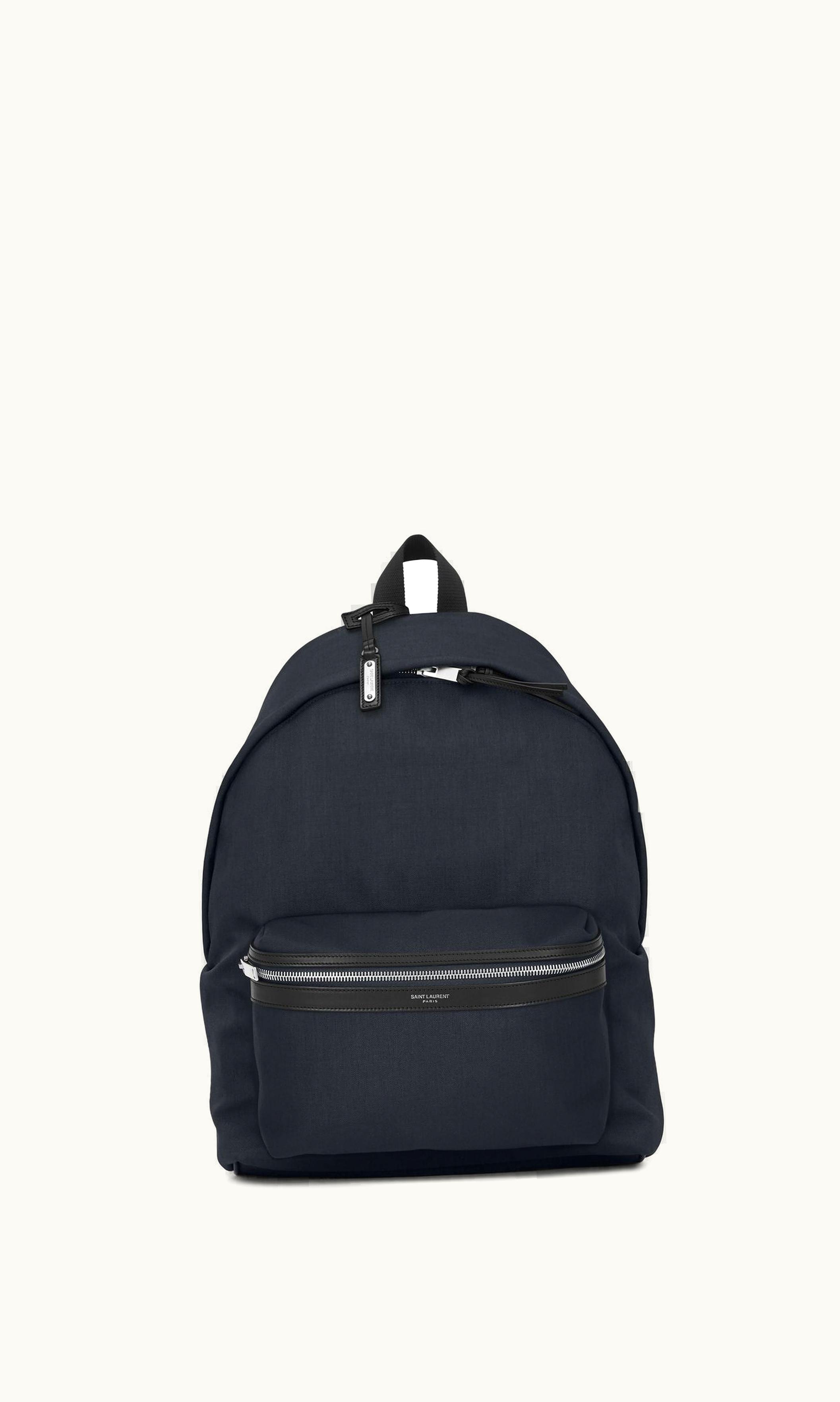 Saint Laurent Saint Laurent City Backpack In Nylon Canvas And Leather Navy