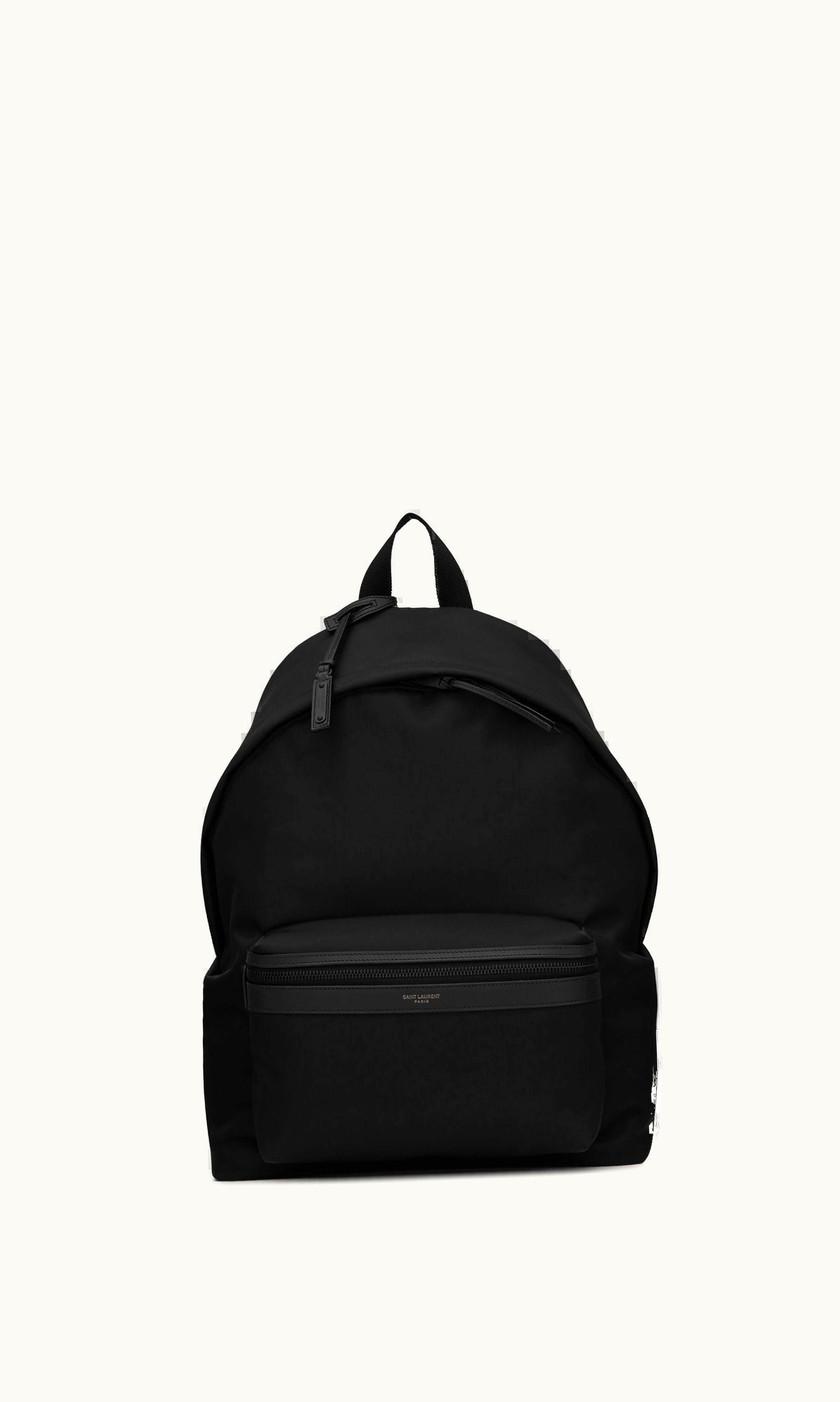 Saint Laurent Saint Laurent City Backpack In Econyl®, Smooth Leather And Nylon Noir