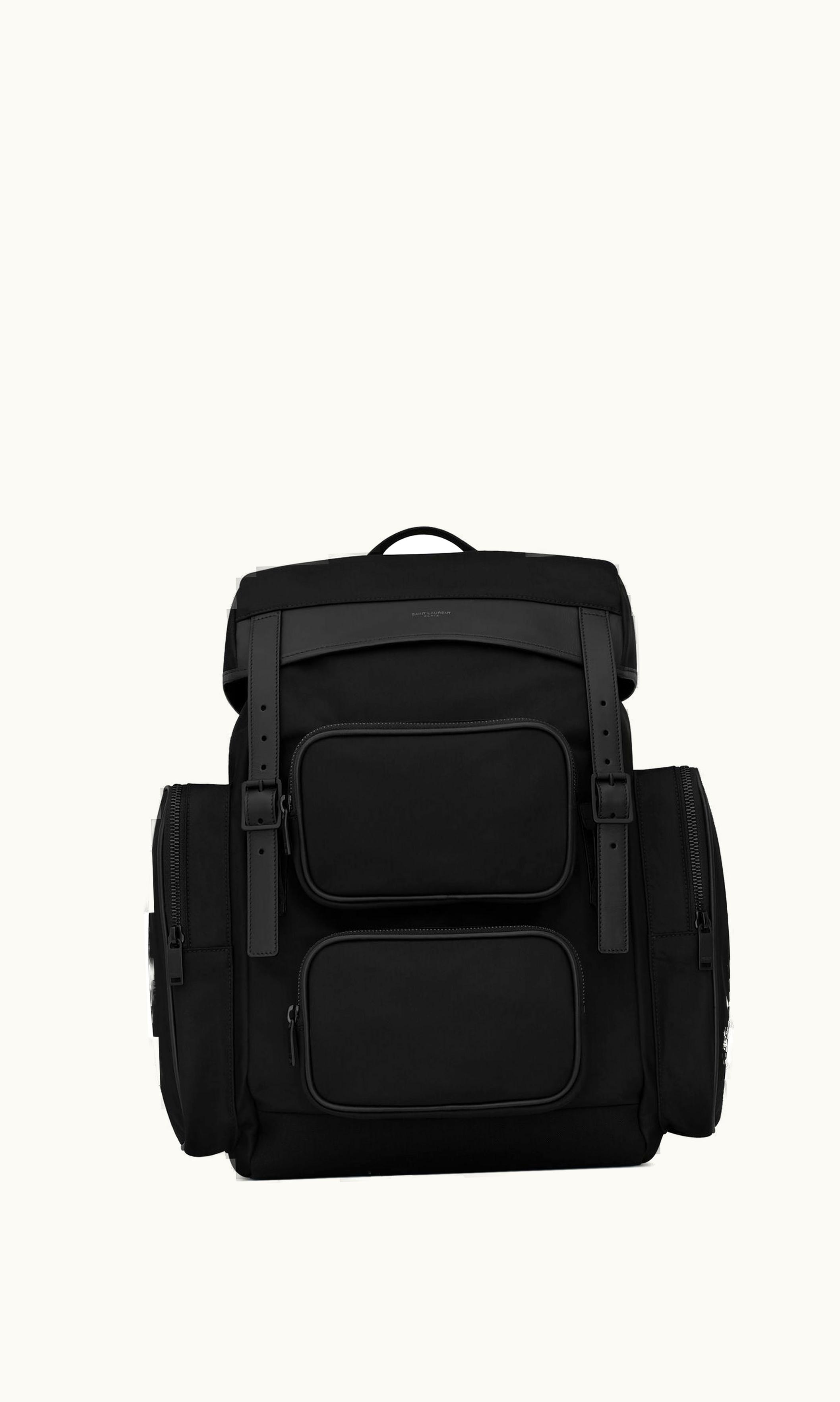 Saint Laurent Saint Laurent City Multi-Pocket Backpack In Econyl®, Smooth Leather And Nylon Black