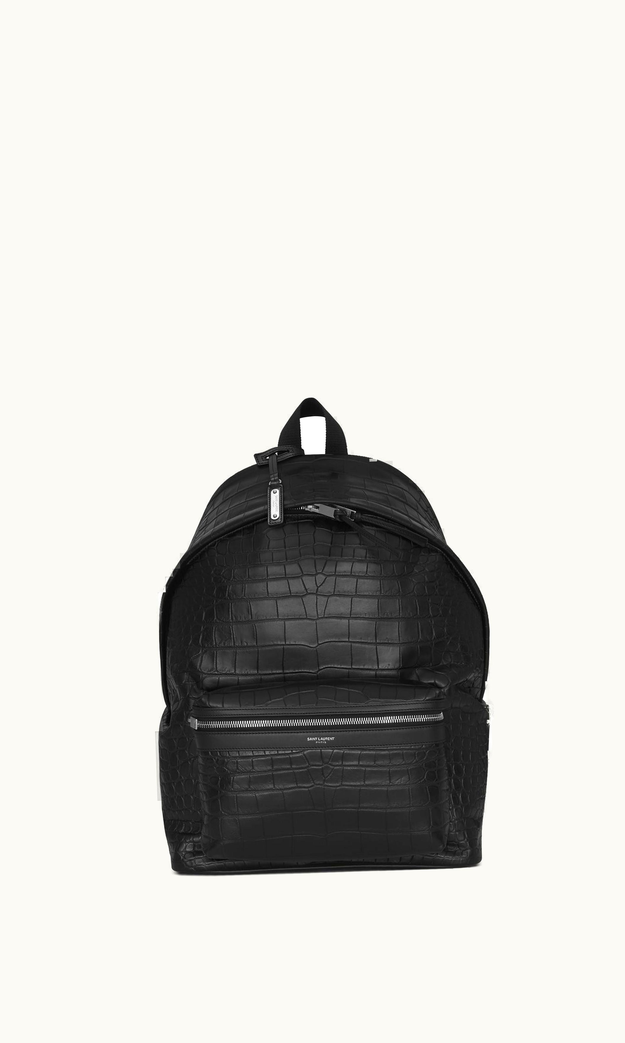 Saint Laurent Saint Laurent City Backpack In Crocodile-Embossed Leather Black