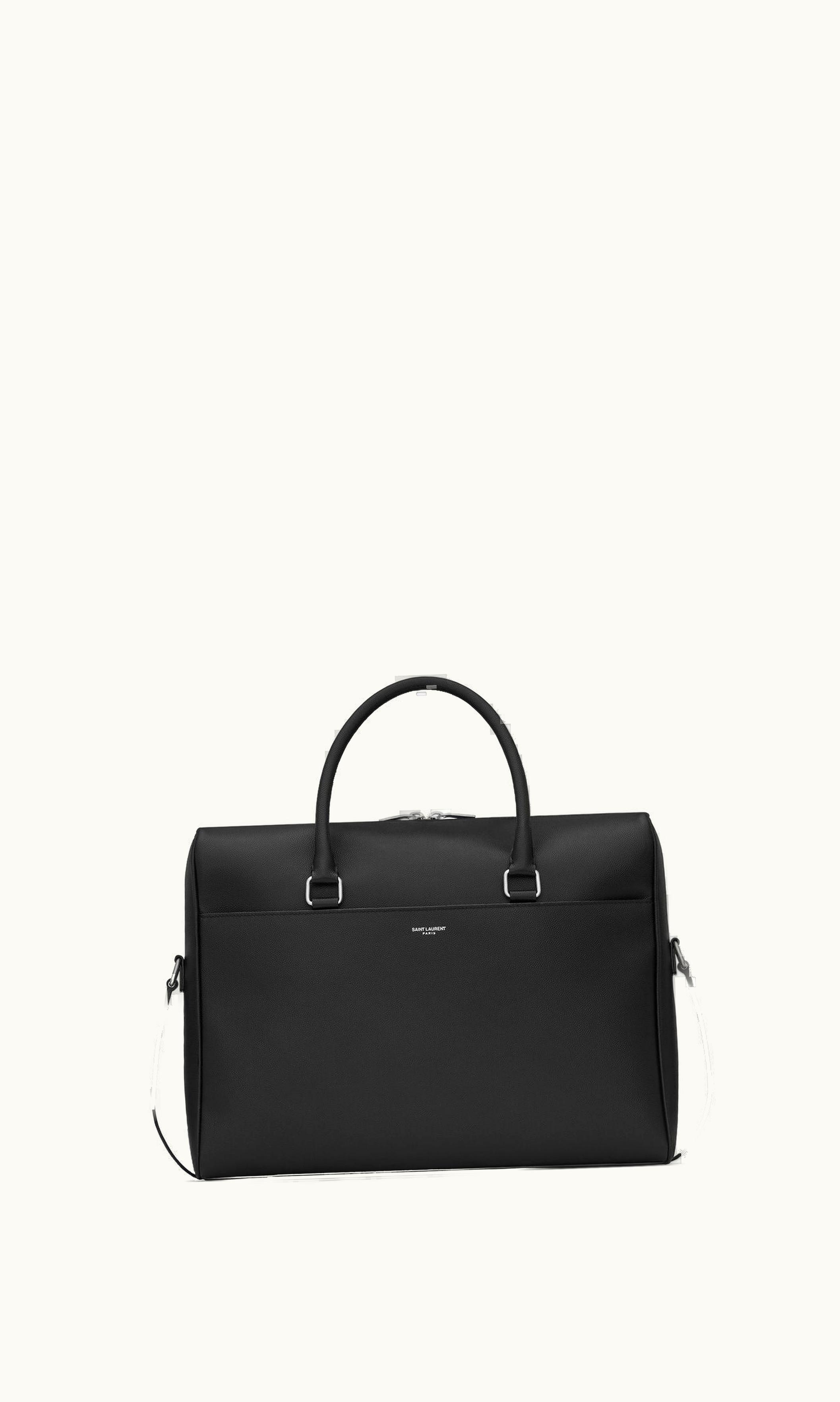 Saint Laurent Saint Laurent Duffle Briefcase In Grain De Poudre Embossed Leather Black