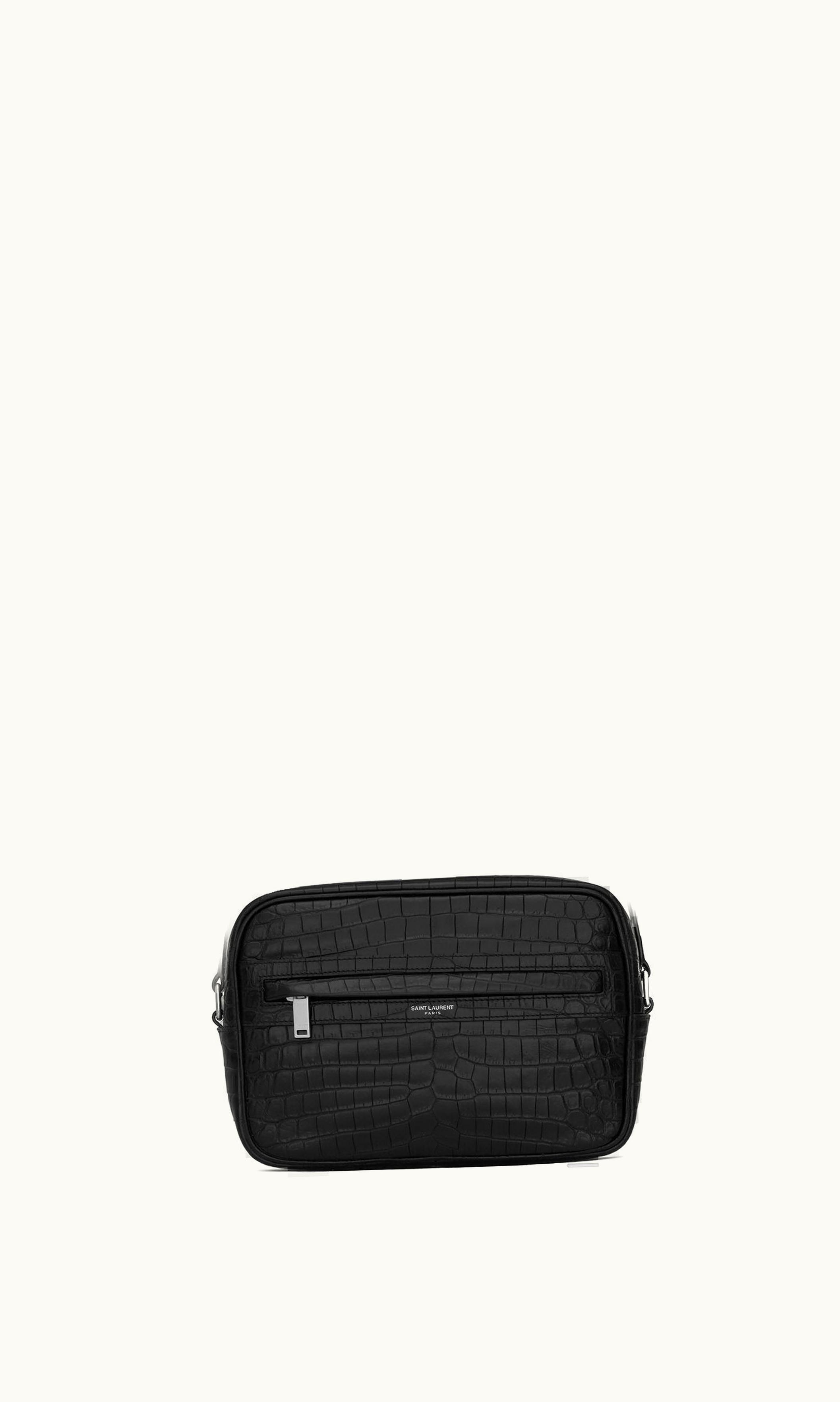Saint Laurent Saint Laurent Camp Camera Bag In Crocodile-Embossed Leather Black
