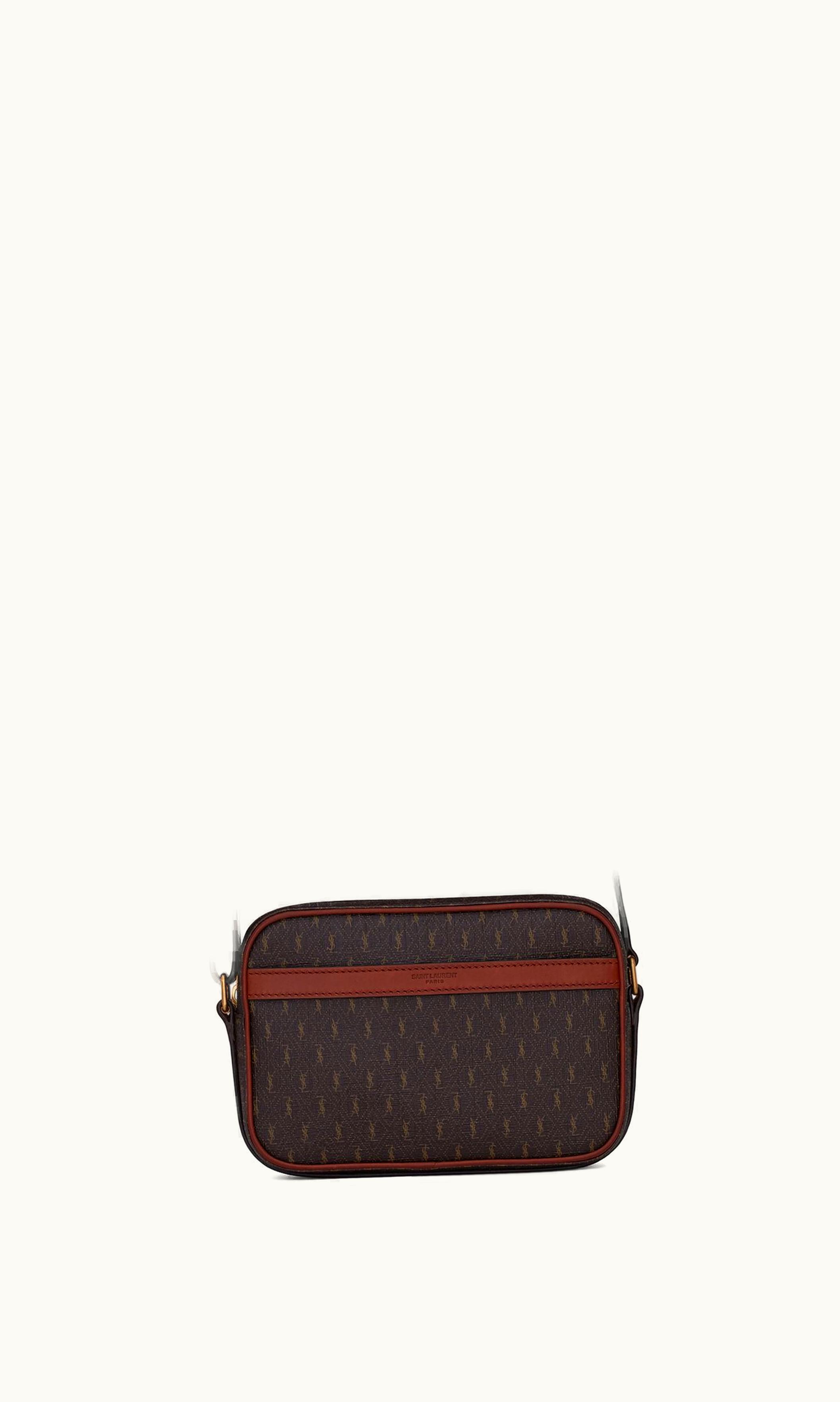 Saint Laurent Saint Laurent Le Monogramme Camera Bag In Cassandre Canvas And Smooth Leather Chestnut
