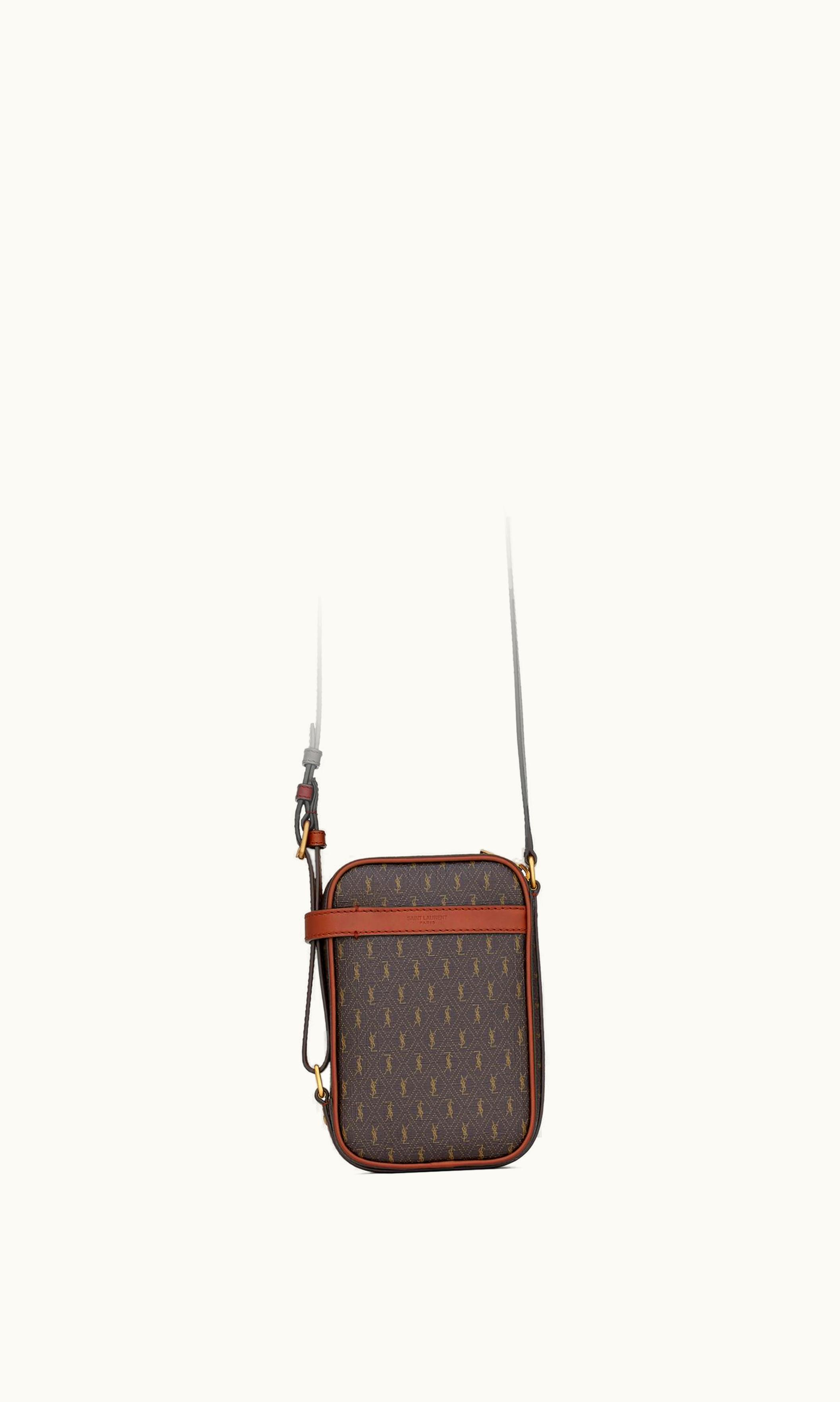 Saint Laurent Saint Laurent Le Monogramme Crossbody Pouch In Cassandre Canvas And Smooth Leather Chestnut