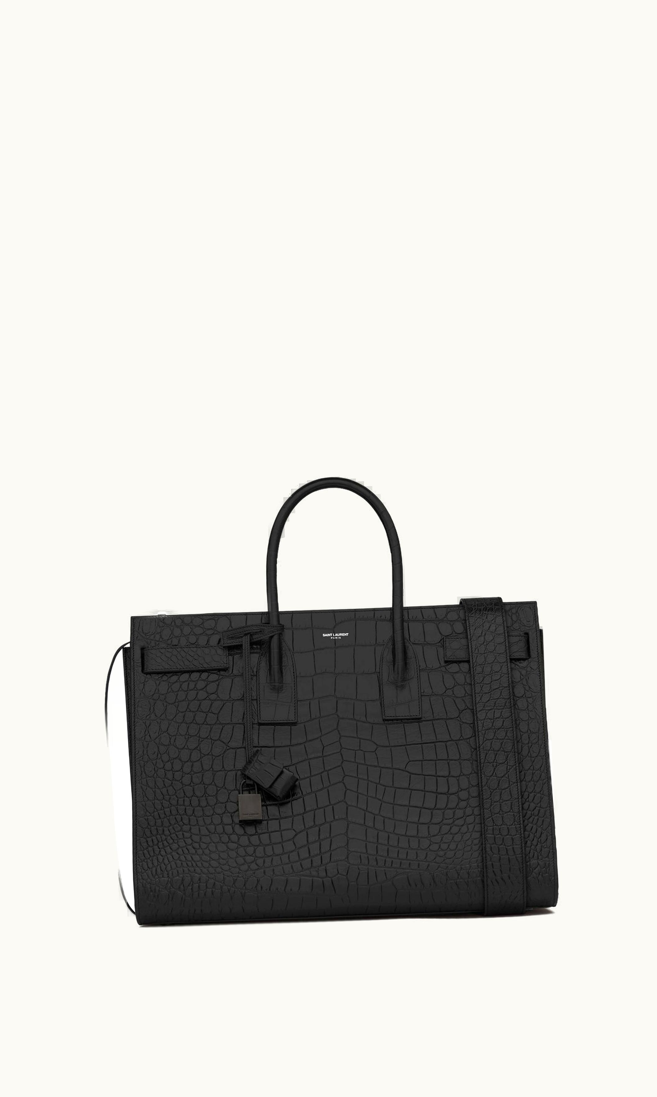 Saint Laurent Saint Laurent Sac De Jour Large In Crocodile-Embossed Leather Black