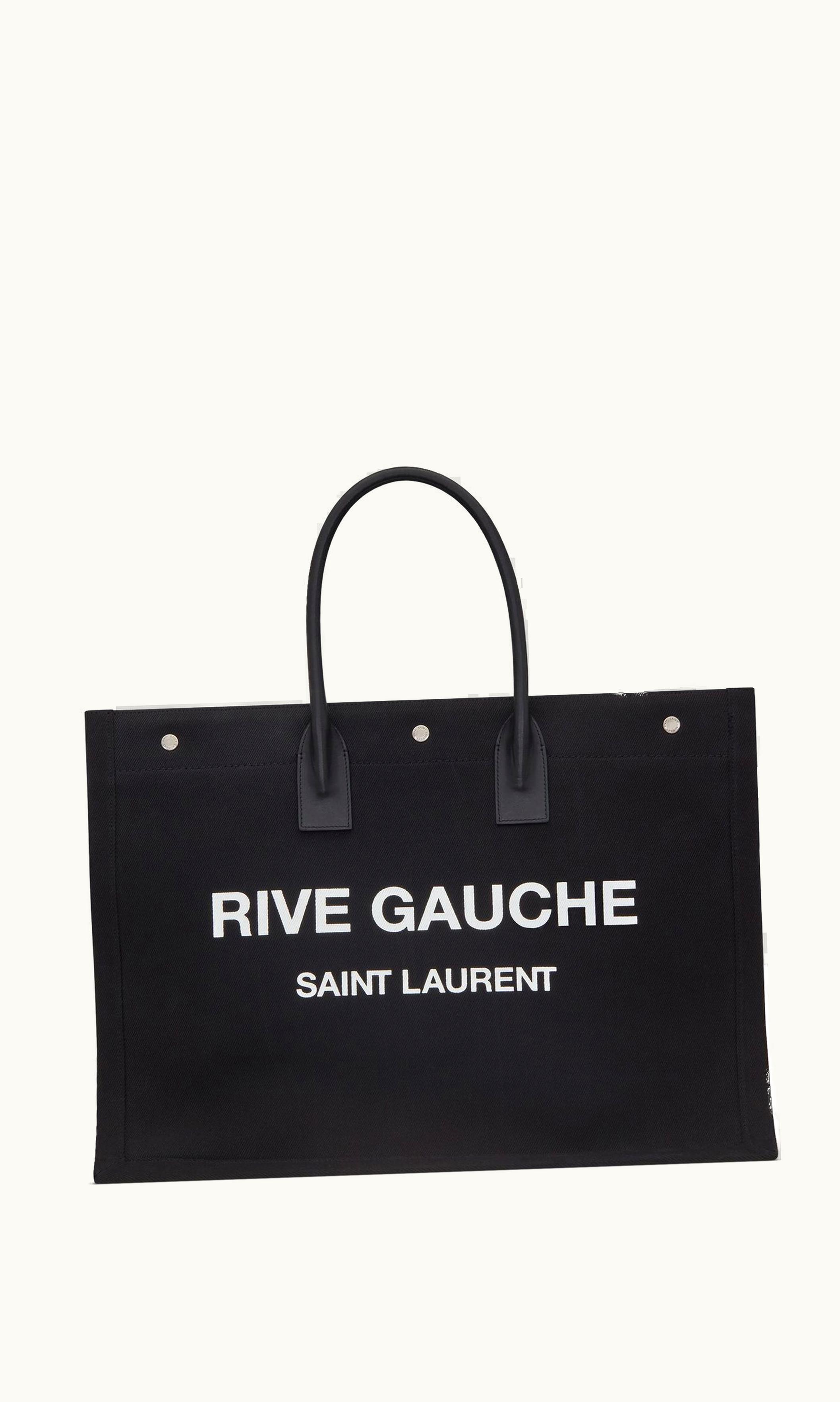 Saint Laurent Saint Laurent Rive Gauche Large Tote Bag In Printed Canvas And Leather Noir Et Blanc