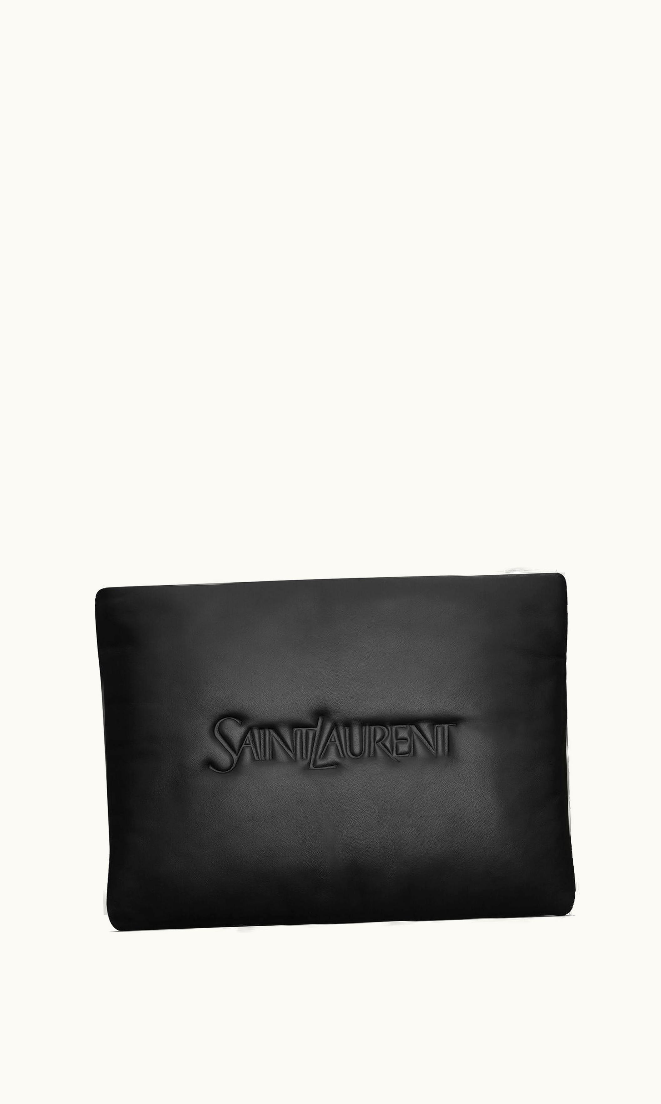 Saint Laurent Saint Laurent Large Puffy Pouch In Lambskin Black BLACK
