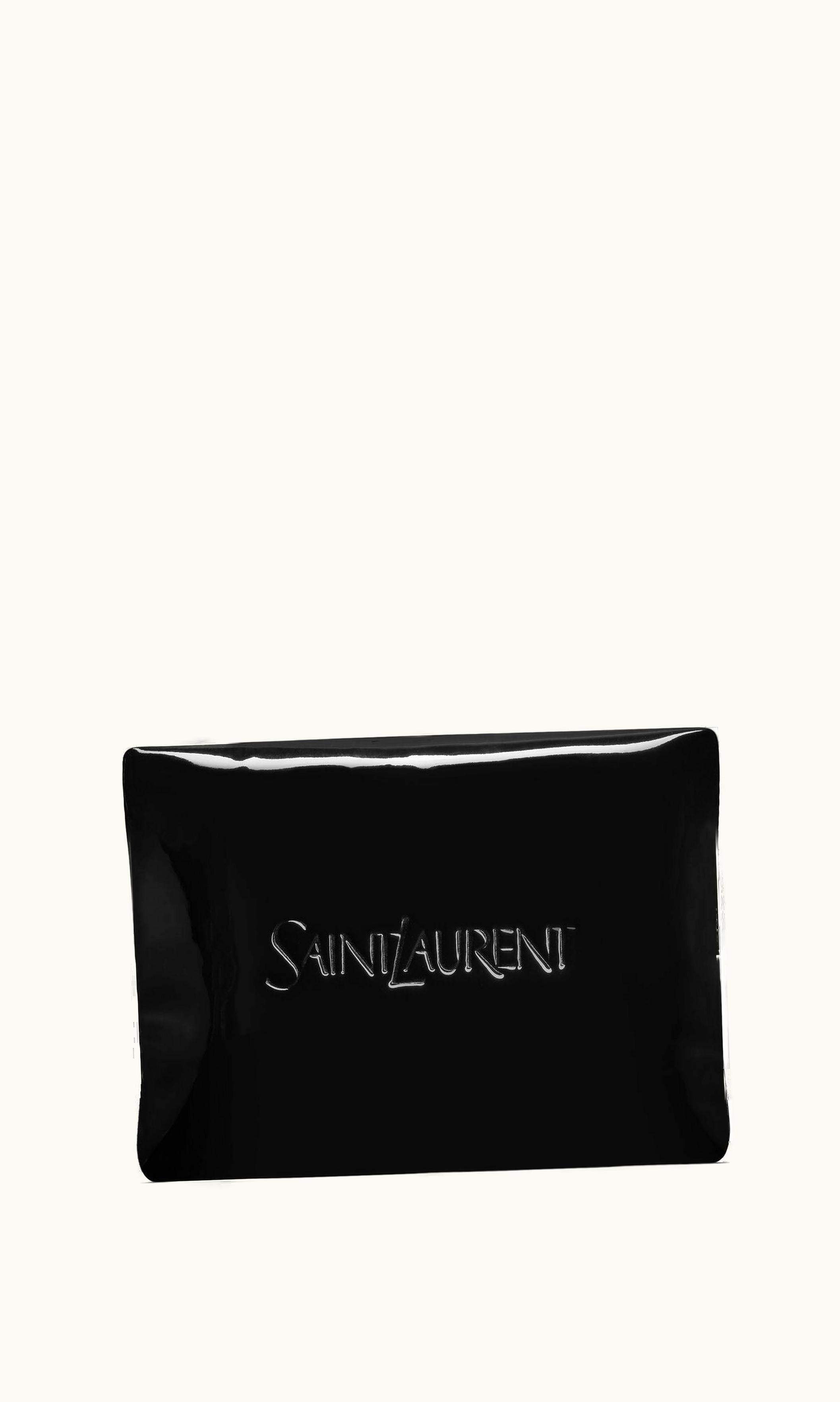 Saint Laurent Saint Laurent Large Puffy Pouch In Patent Canvas Black BLACK