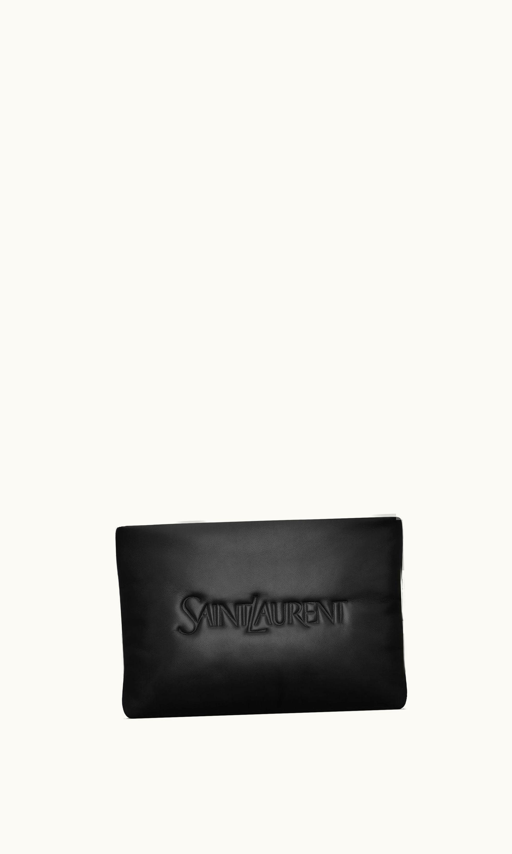 Saint Laurent Saint Laurent Small Puffy Pouch In Lambskin Black BLACK