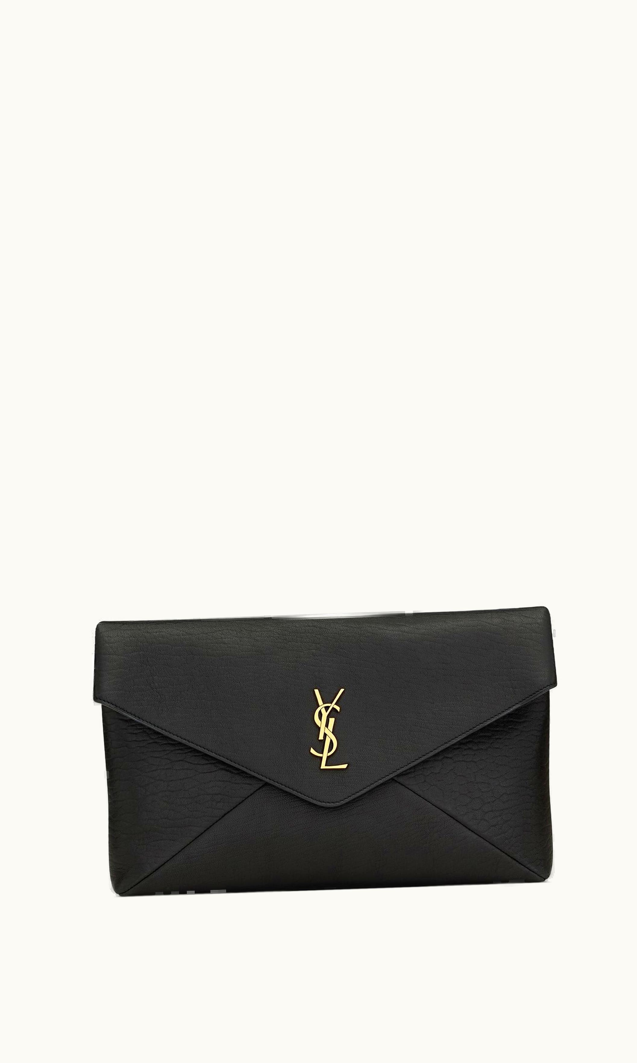 Saint Laurent Saint Laurent Cassandre Large Envelope Pouch In Lambskin Black 813160738