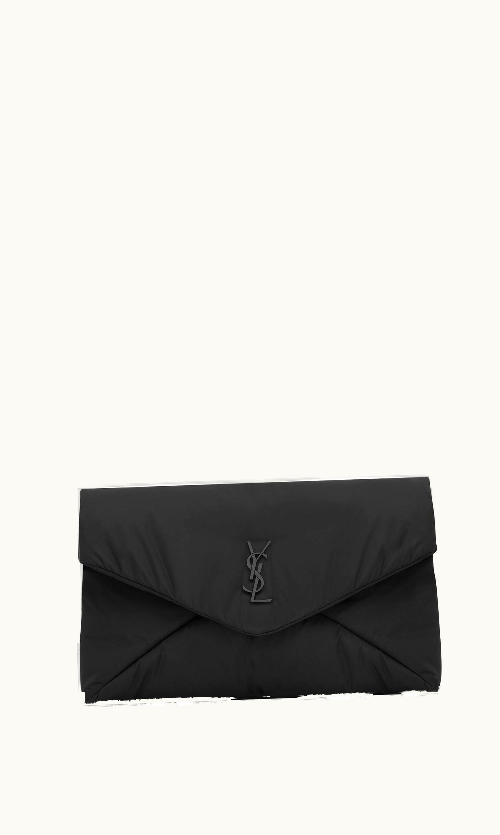 Saint Laurent Saint Laurent Cassandre Large Envelope Pouch In Nylon Black BLACK