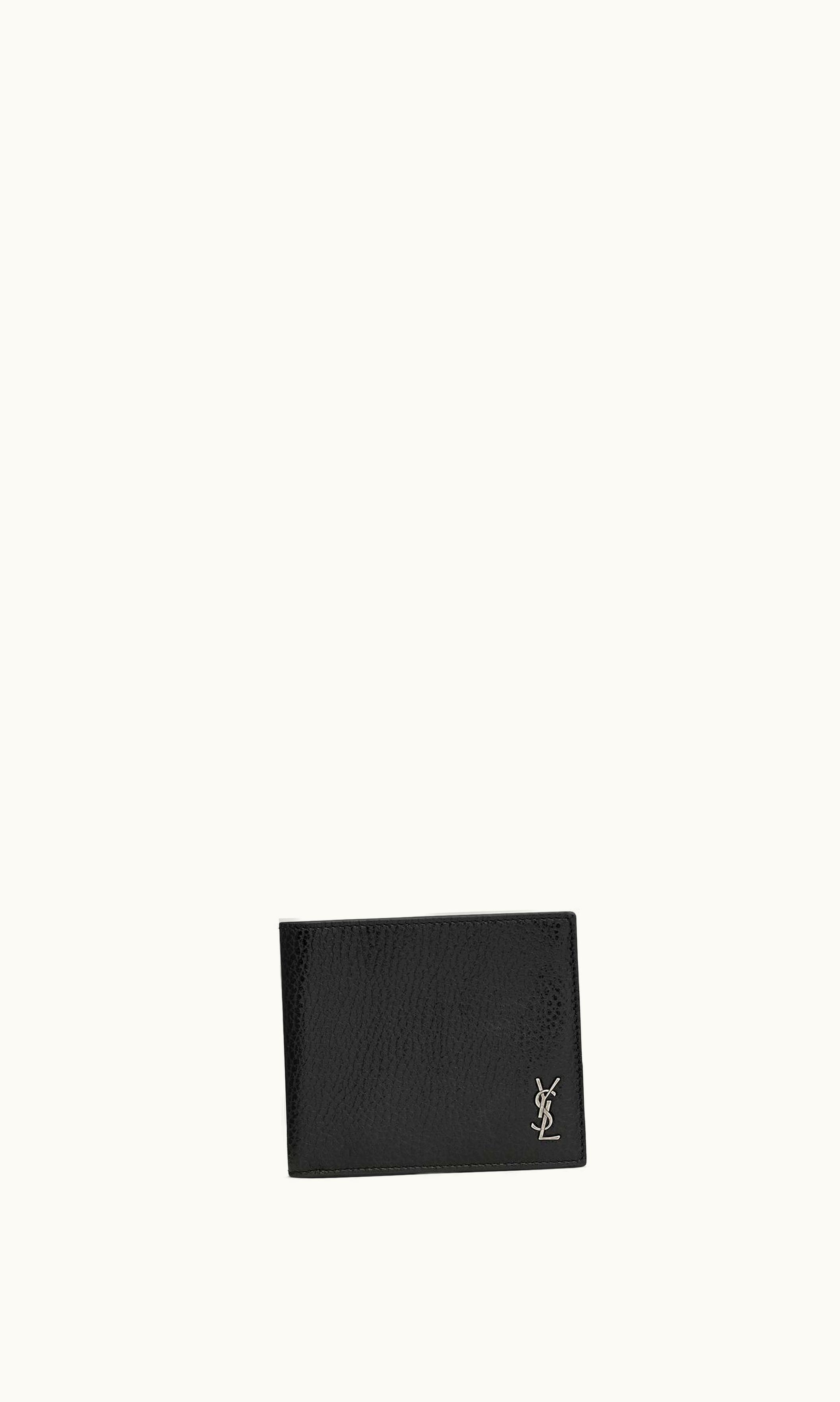 Saint Laurent Saint Laurent Tiny Cassandre East / West Wallet In Grained Leather Black