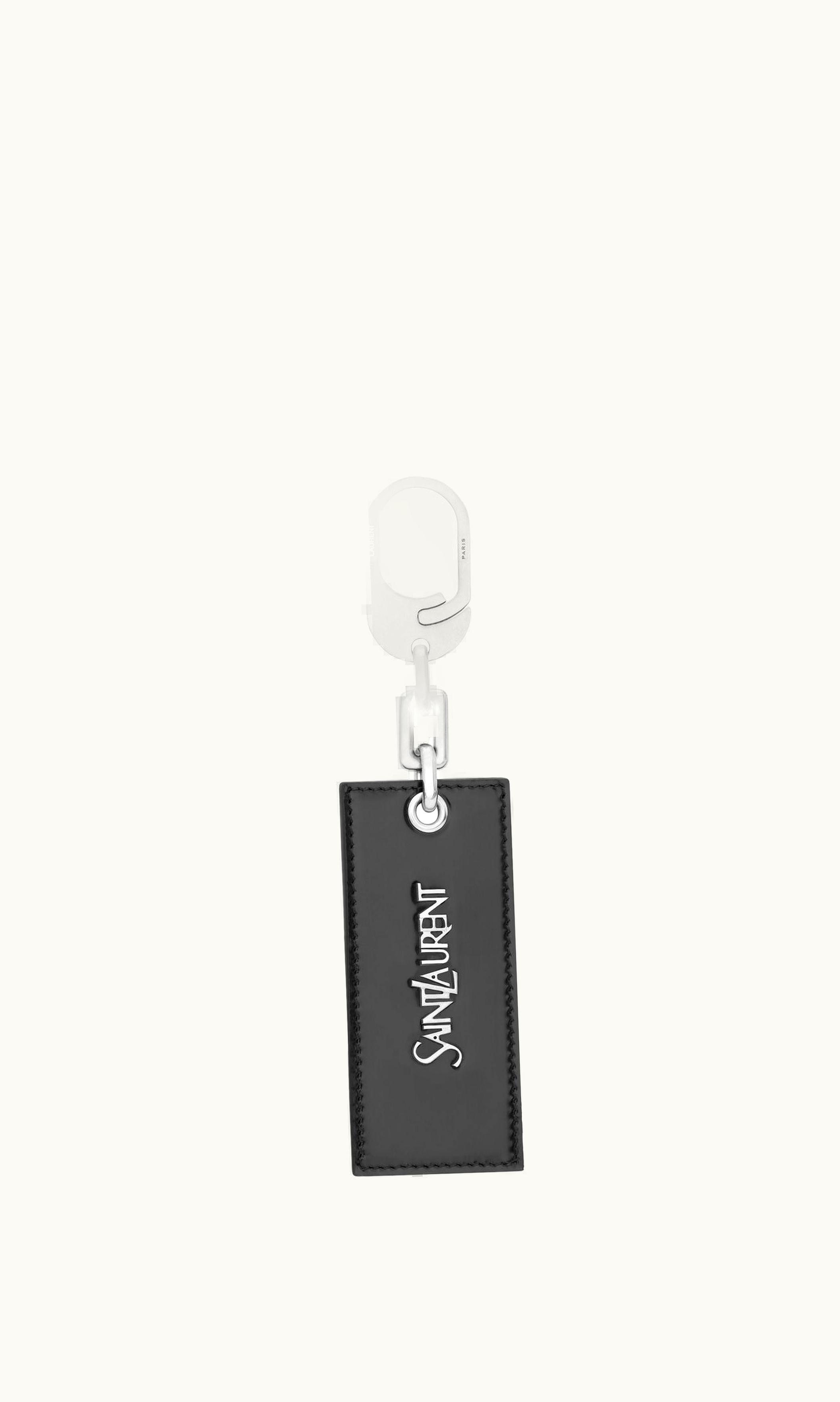 Saint Laurent Saint Laurent Paris Keyring In Brushed Leather Black BLACK
