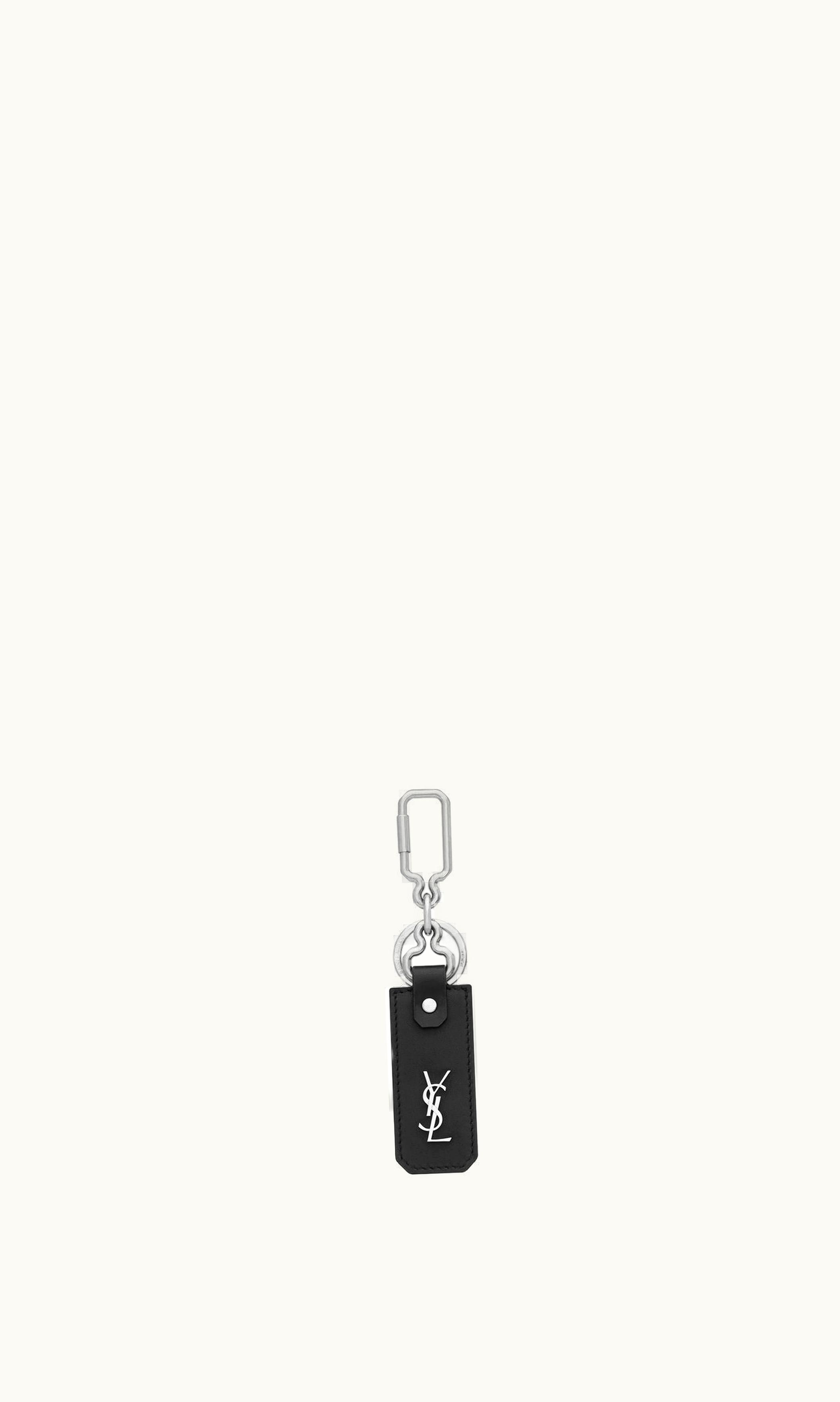 Saint Laurent Saint Laurent Cassandre Keyring In Vegetable-Tanned Leather Black