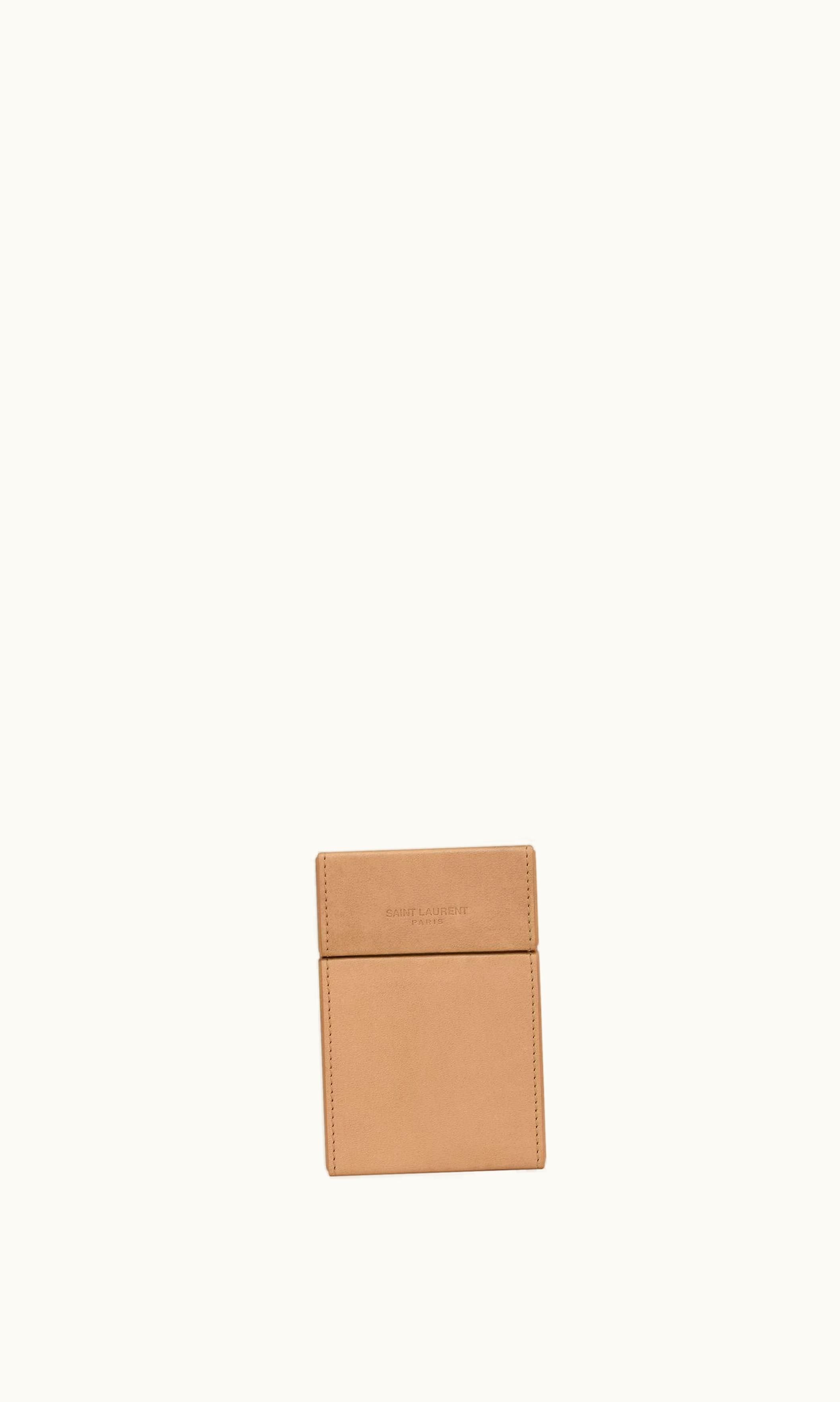 Saint Laurent Saint Laurent Paris Cigarette Box In Vegetable-Tanned Leather Vintage Brown Gold