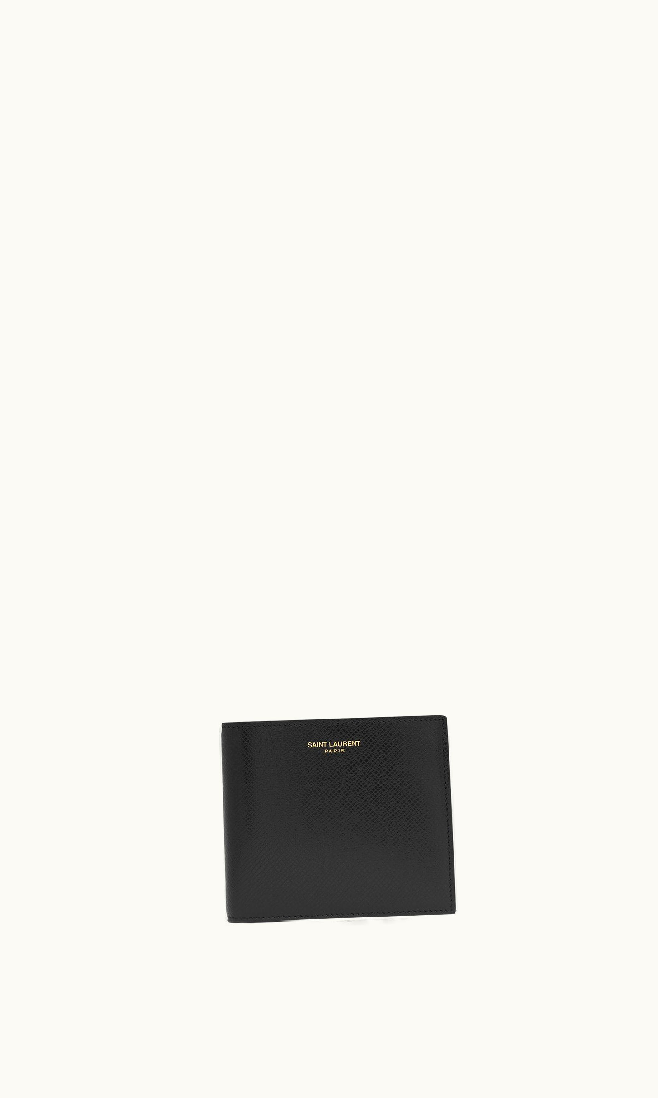 Saint Laurent Saint Laurent Paris East / West Wallet In Coated Bark Leather Black
