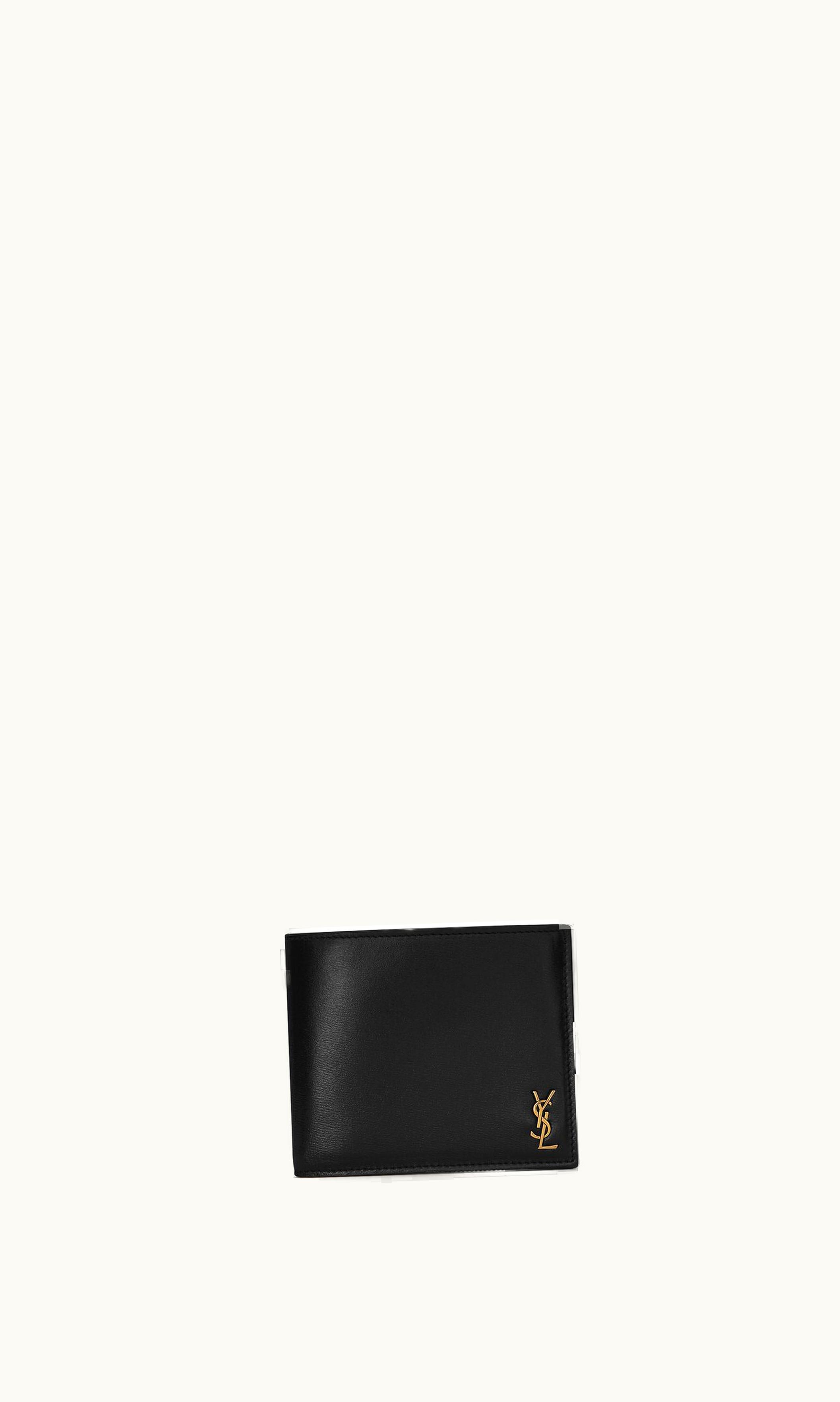 Saint Laurent Saint Laurent Tiny Cassandre East / West Wallet In Shiny Leather Black