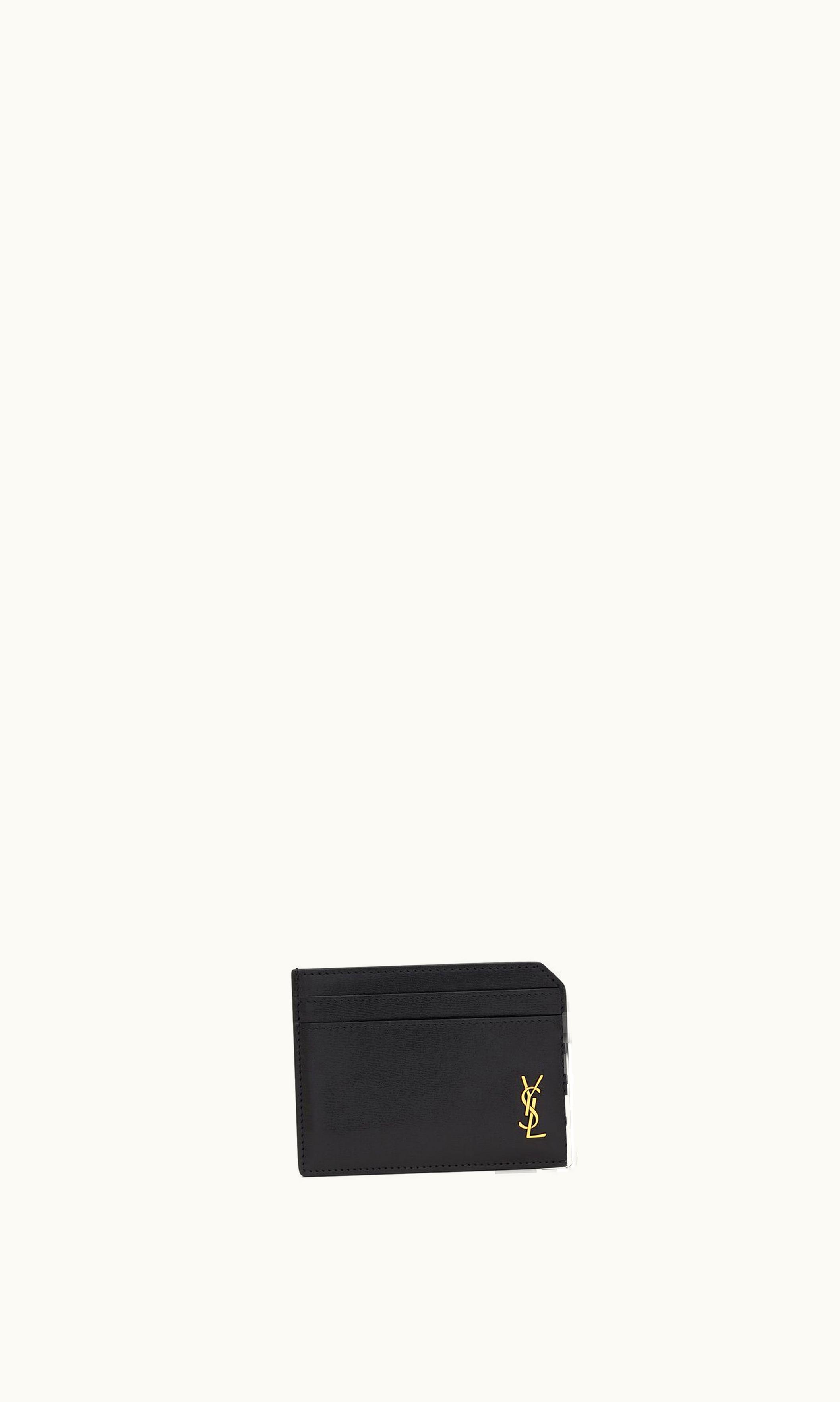 Saint Laurent Saint Laurent Tiny Cassandre Open Card Case In Shiny Leather Black