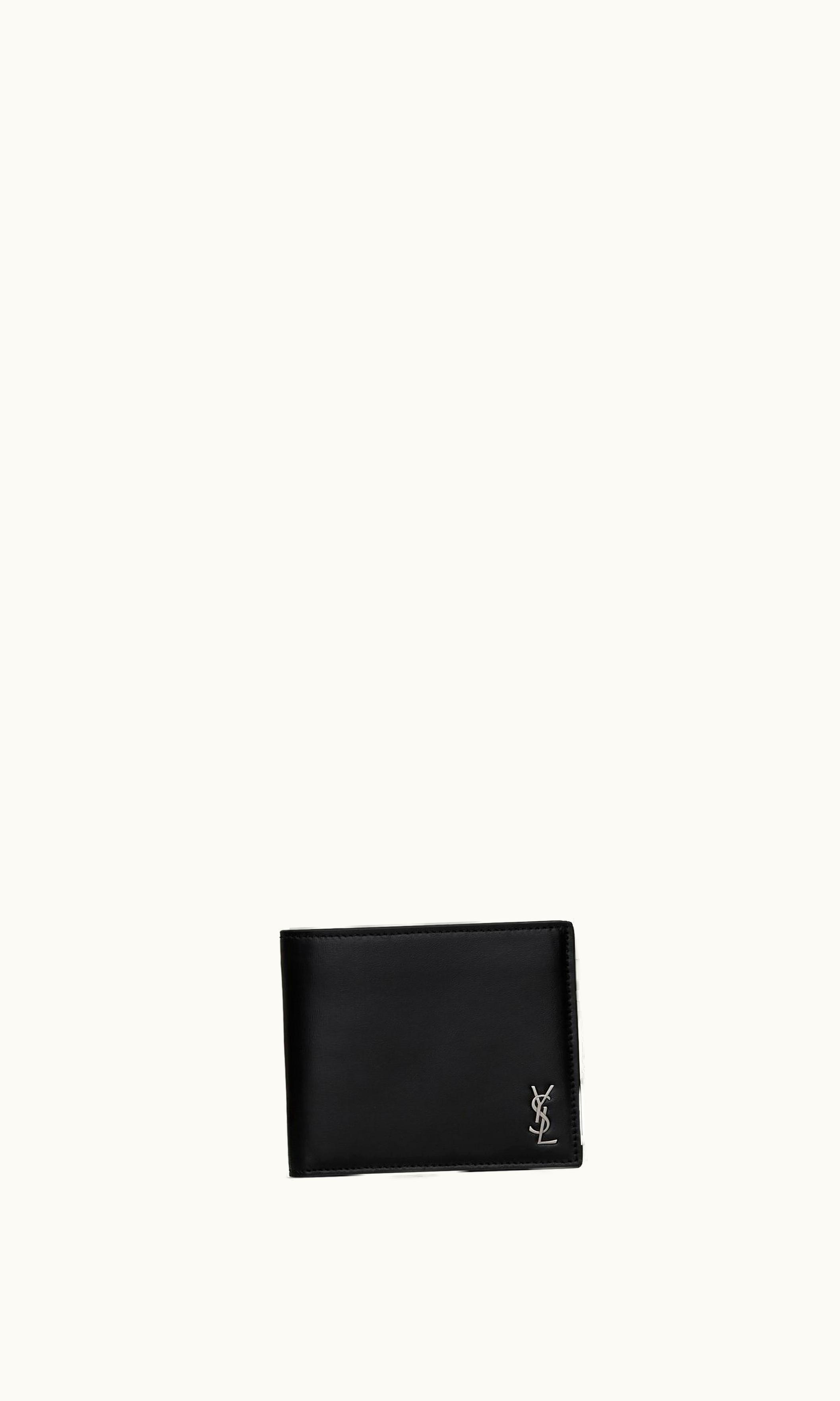 Saint Laurent Saint Laurent Tiny Cassandre East / West Wallet In Matte Leather Black