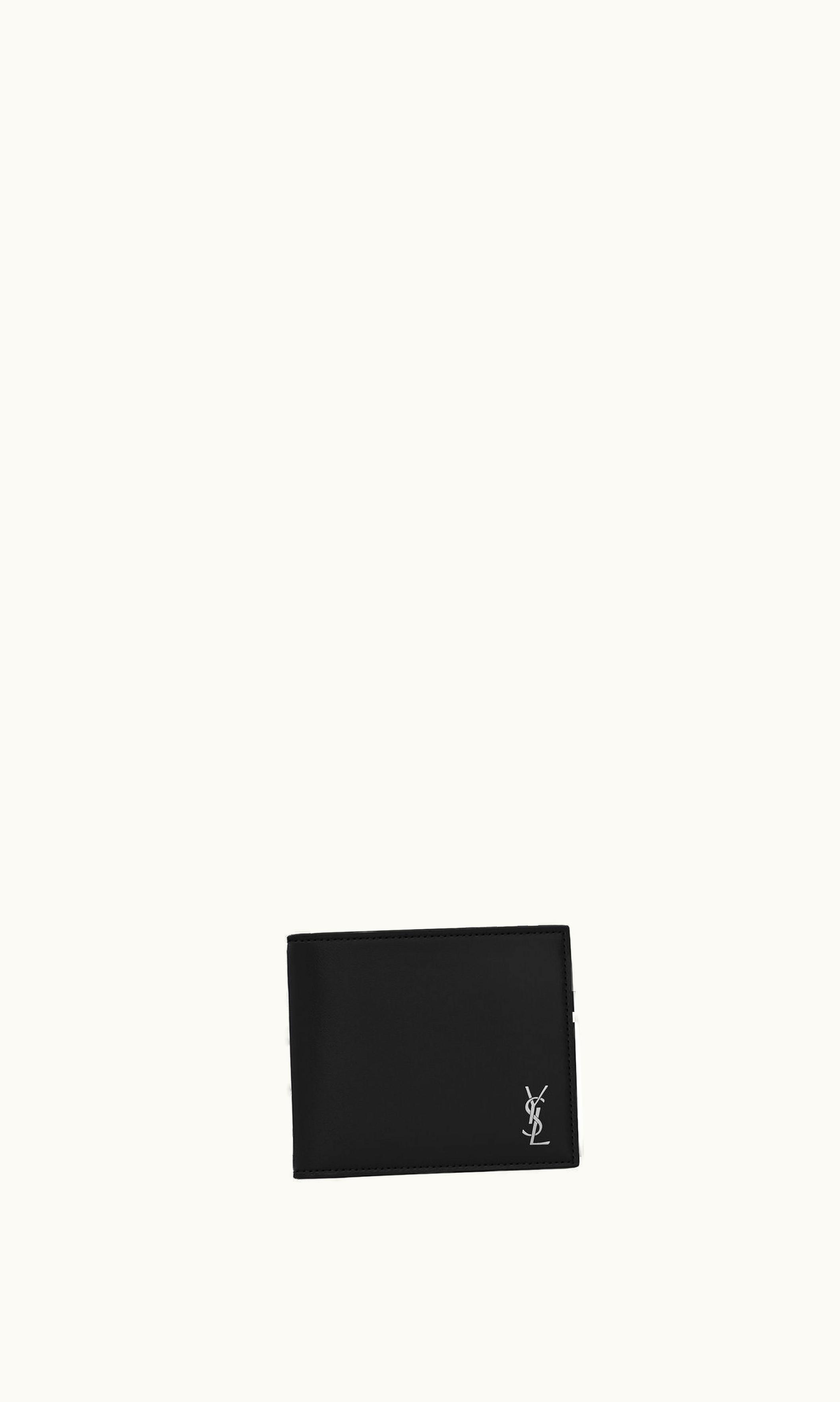 Saint Laurent Saint Laurent Tiny Cassandre E / W Wallet With Coin Purse In Smooth Leather Black