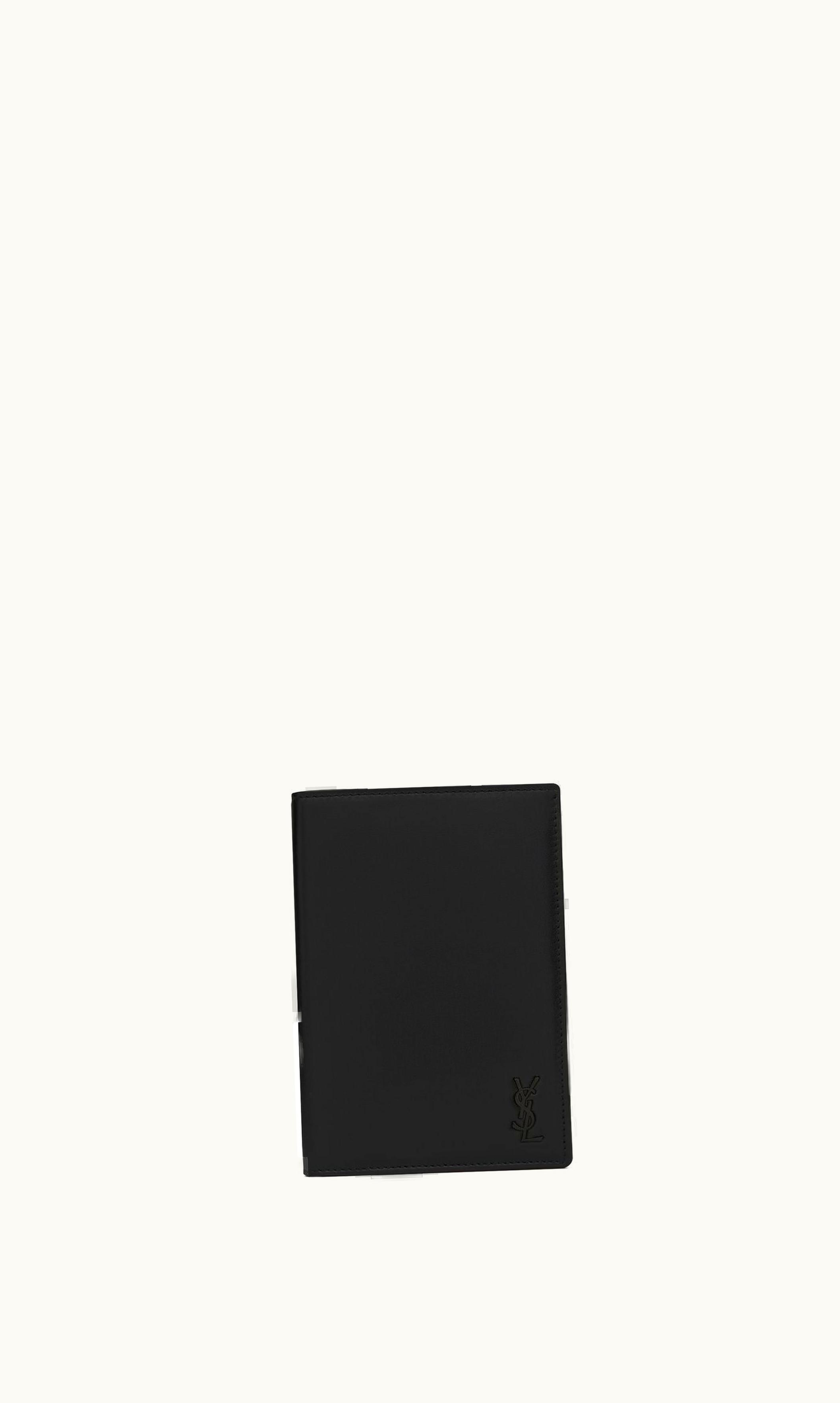Saint Laurent Saint Laurent Tiny Cassandre Passport Case In Matte Leather Black BLACK