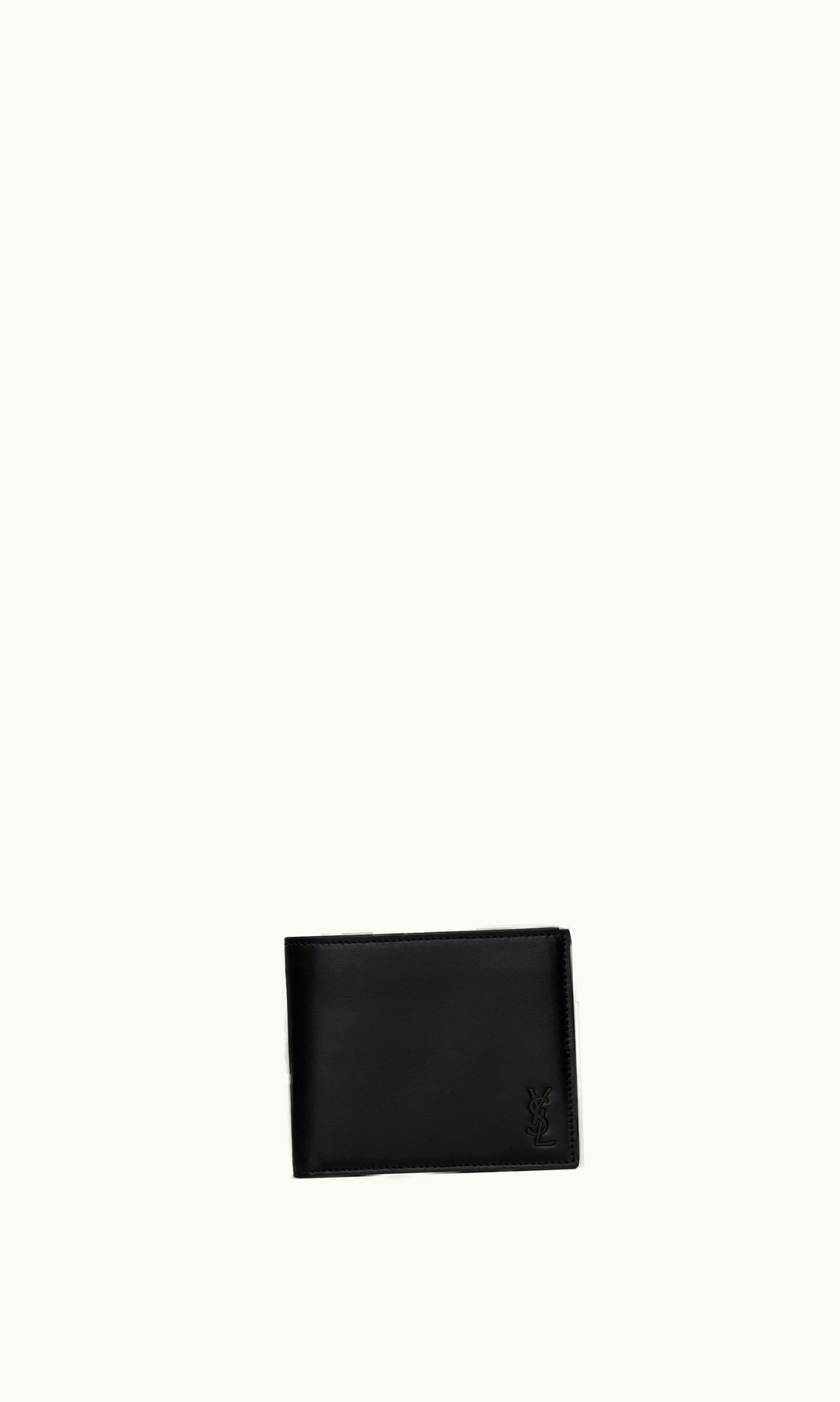 Saint Laurent Saint Laurent Tiny Cassandre East / West Wallet In Matte Leather Black BLACK