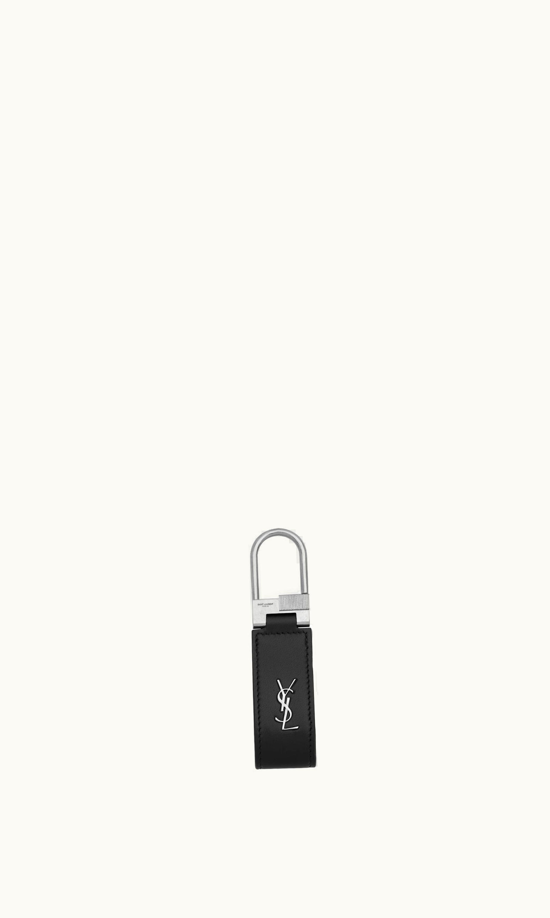 Saint Laurent Saint Laurent Tiny Cassandre Keyring In Shiny Leather Black