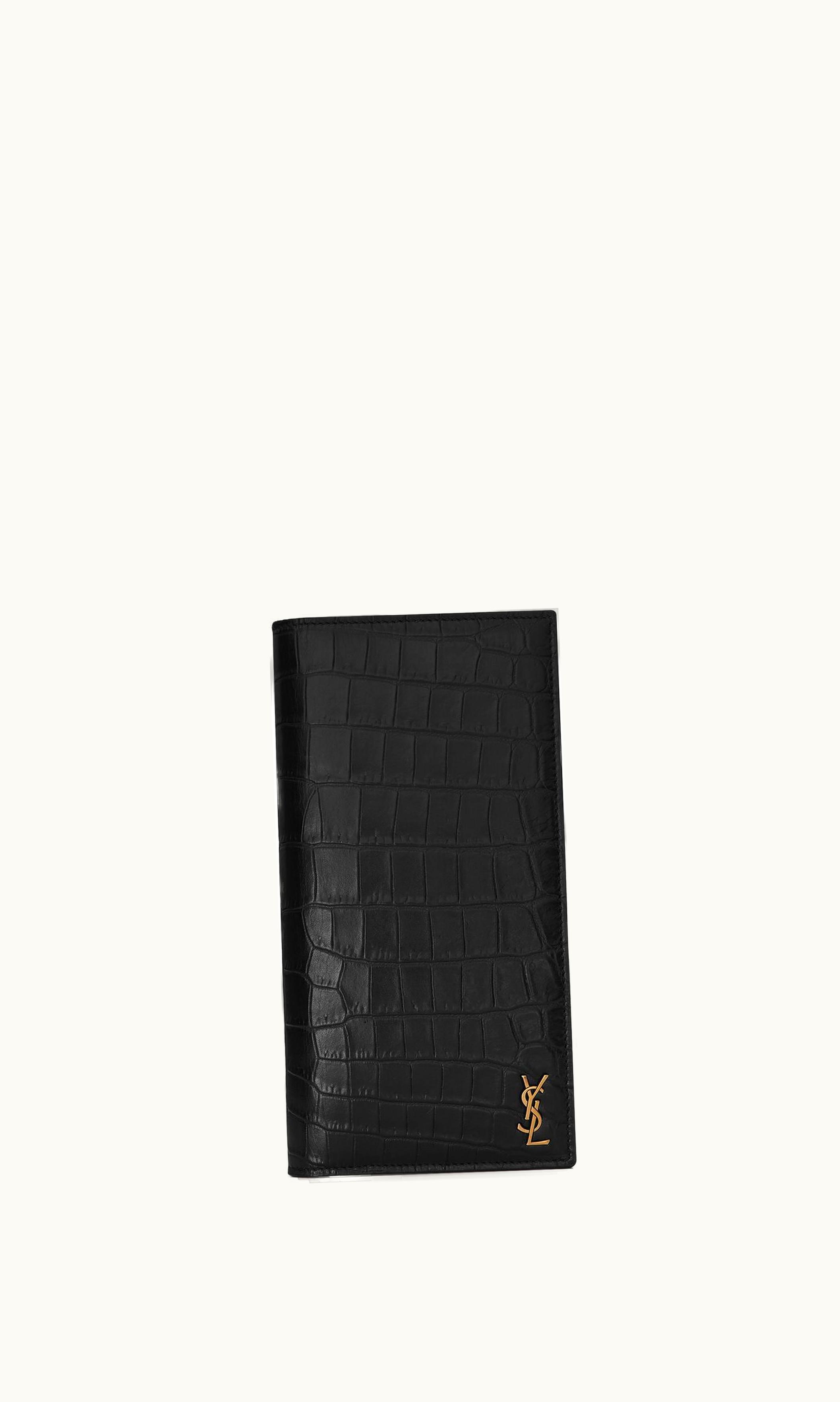 Saint Laurent Saint Laurent Tiny Cassandre Continental Wallet In Crocodile-Embossed Matte Leather Black