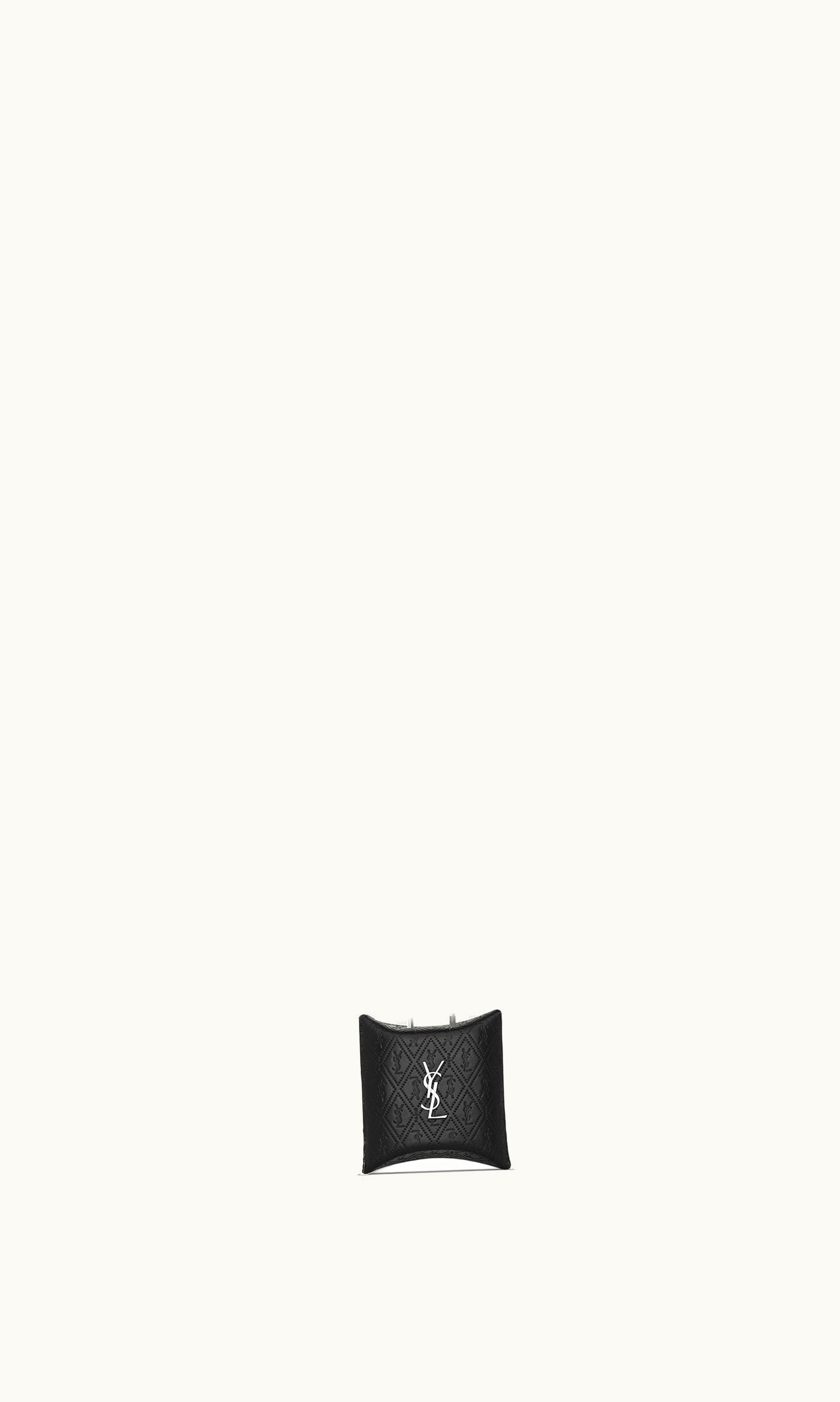 Saint Laurent Saint Laurent Take-Away Airpods Case In Cassandre-Embossed Leather Black