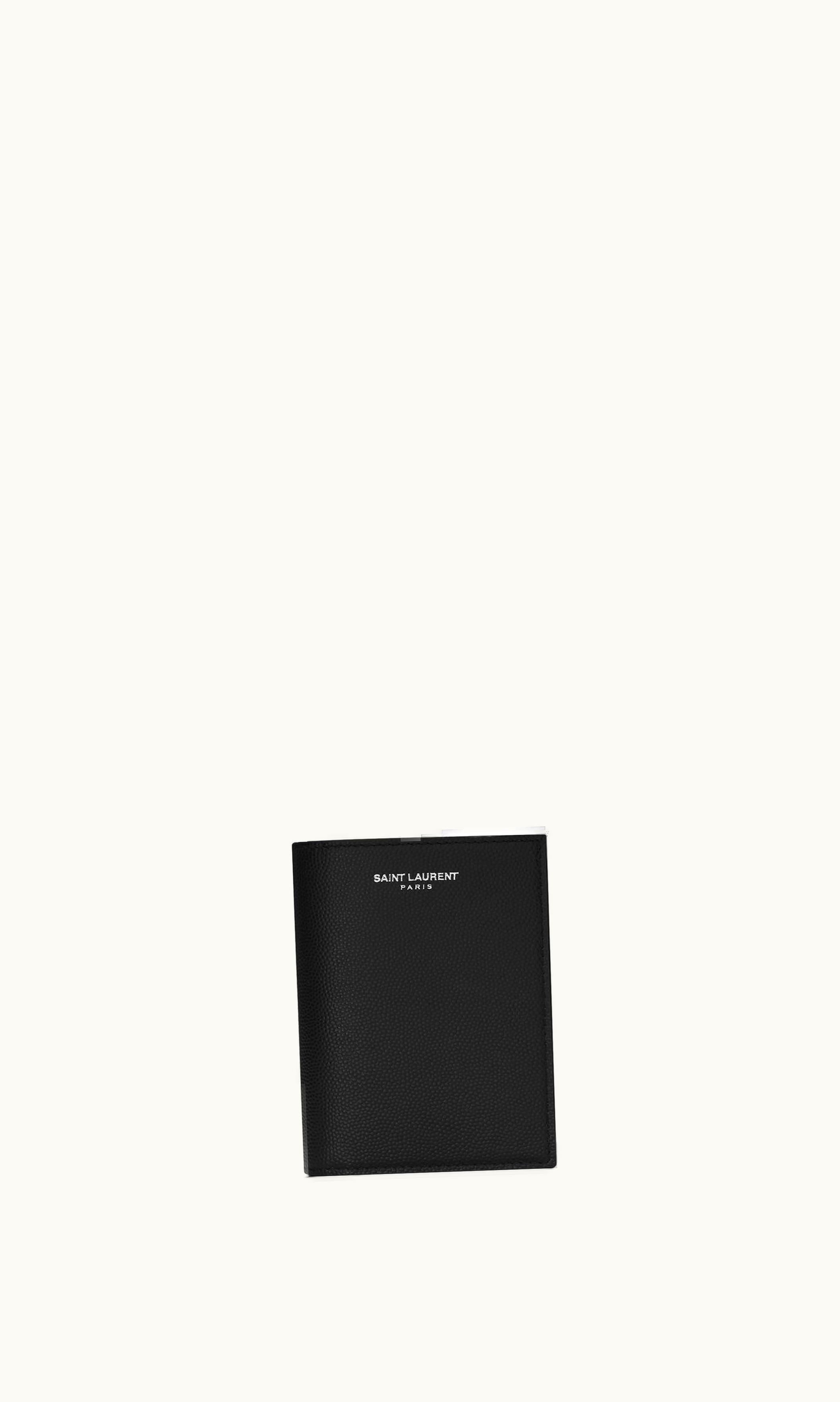 Saint Laurent Saint Laurent Credit Card Wallet In Grain De Poudre Embossed Leather Black