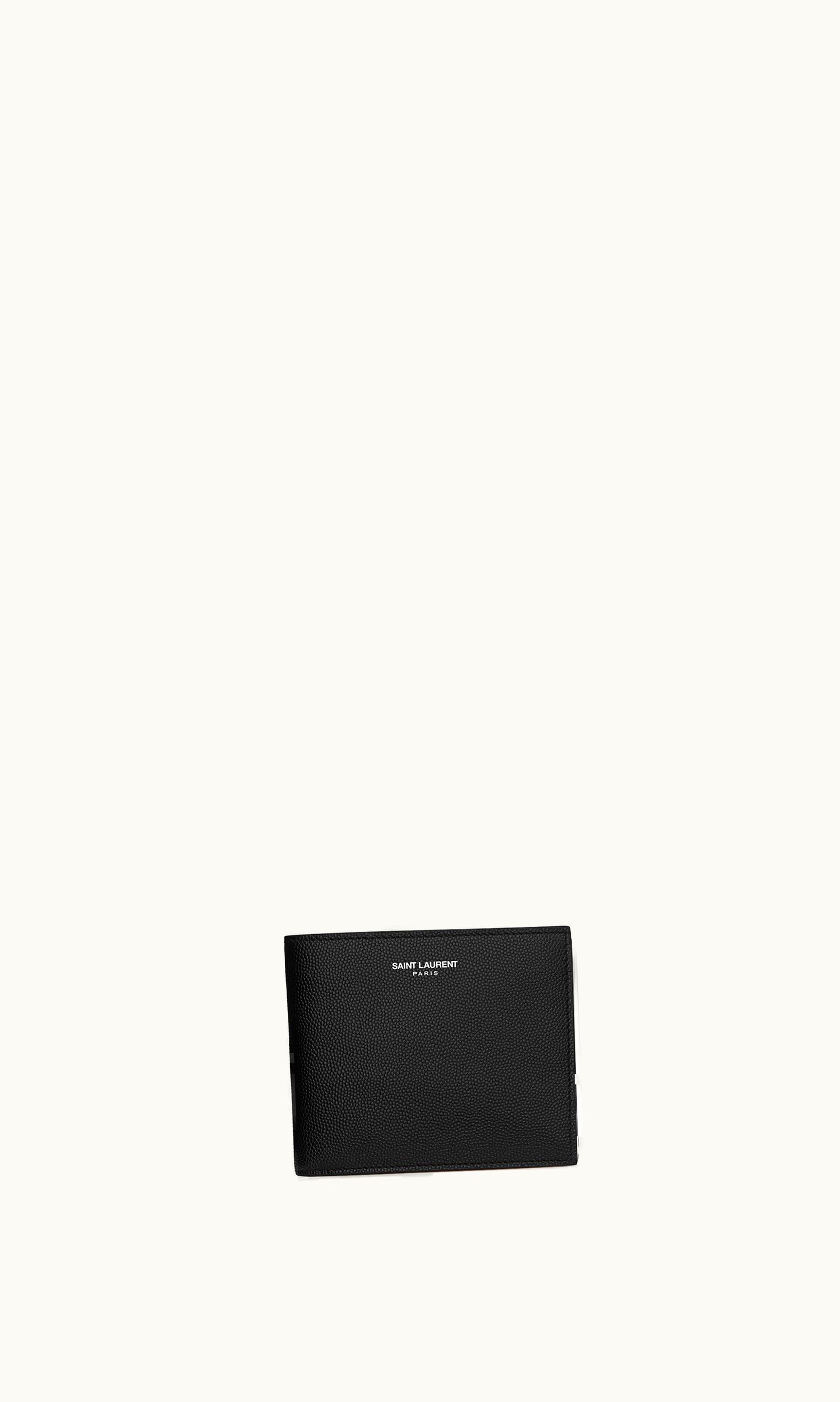 Saint Laurent Saint Laurent Paris East / West Wallet In Grain De Poudre Embossed Leather Black