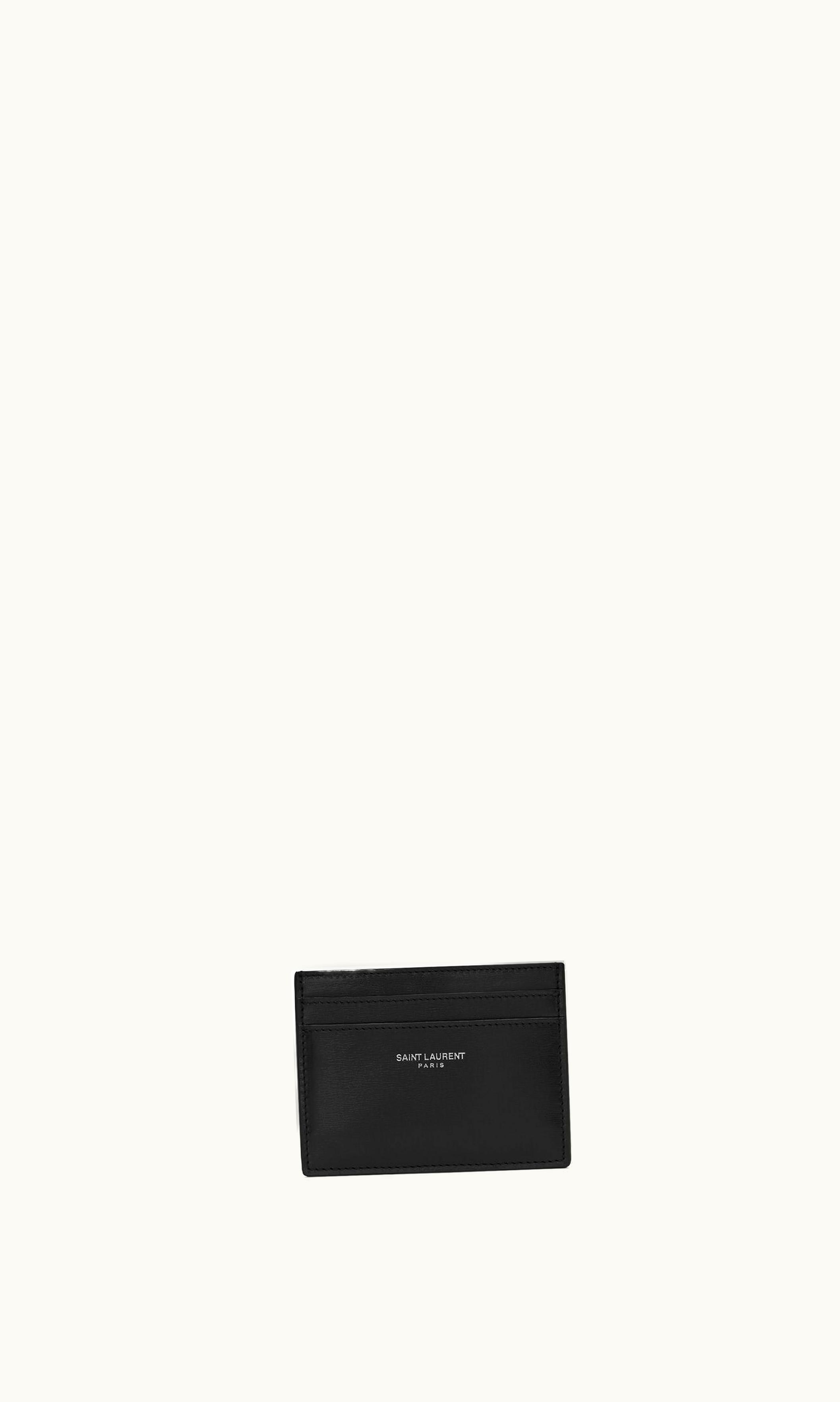 Saint Laurent Saint Laurent Paris Credit Card Case In Smooth Leather Black