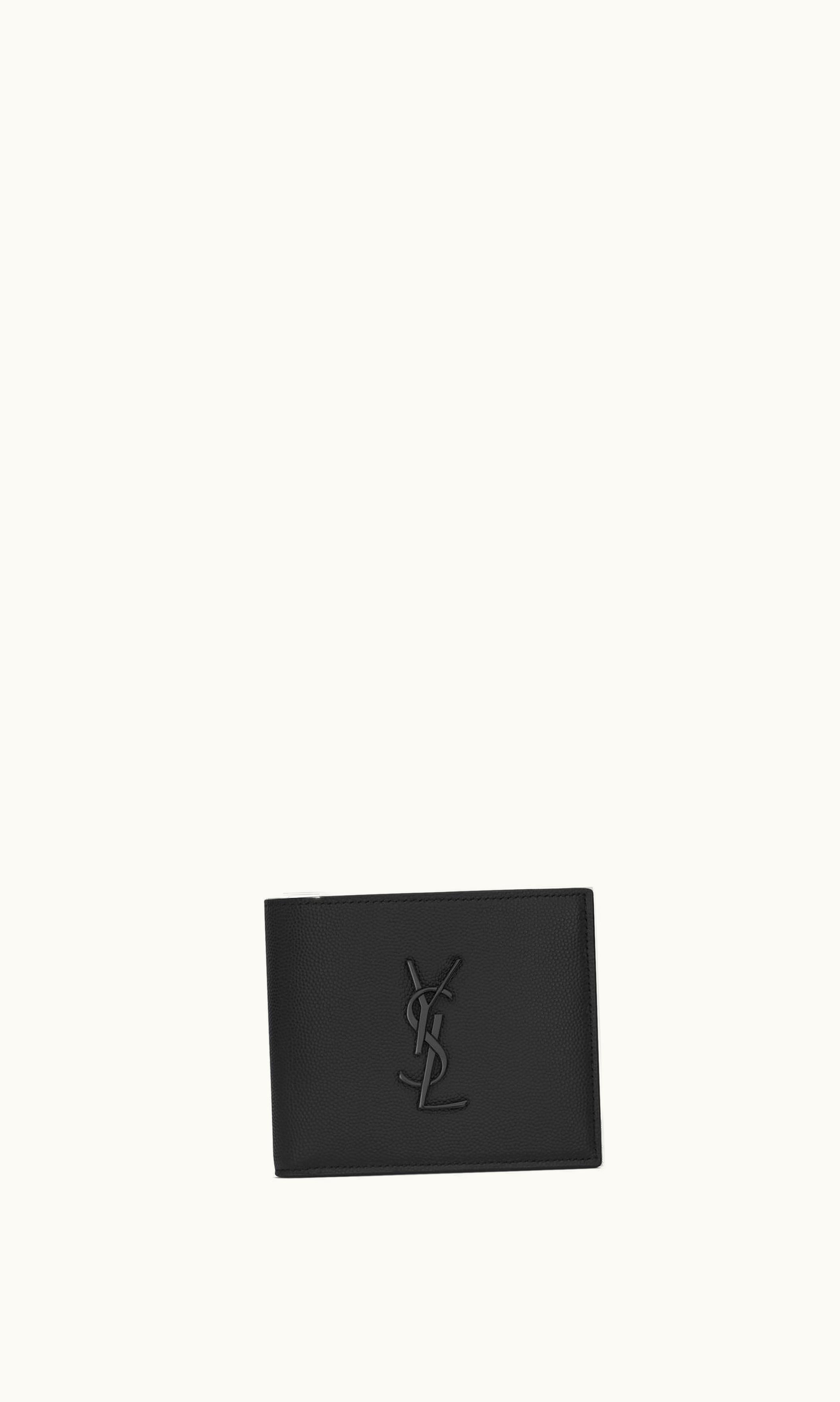 Saint Laurent Saint Laurent Cassandre East / West Wallet With Coin Purse In Grain De Poudre Embossed Leather Black
