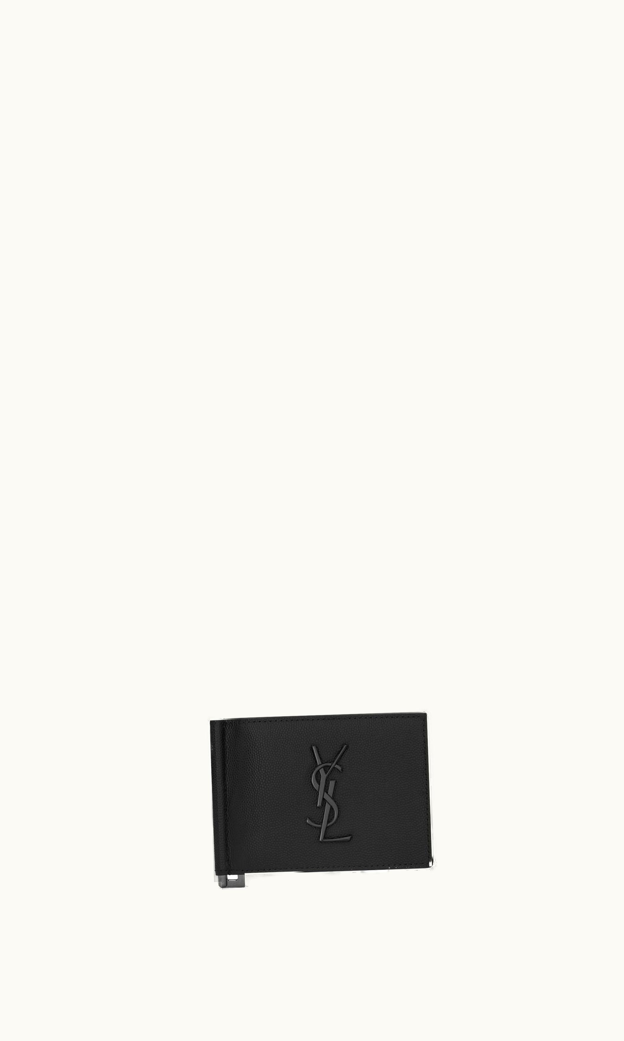 Saint Laurent Saint Laurent Cassandre Bill Clip Wallet In Grain De Poudre Embossed Leather Black