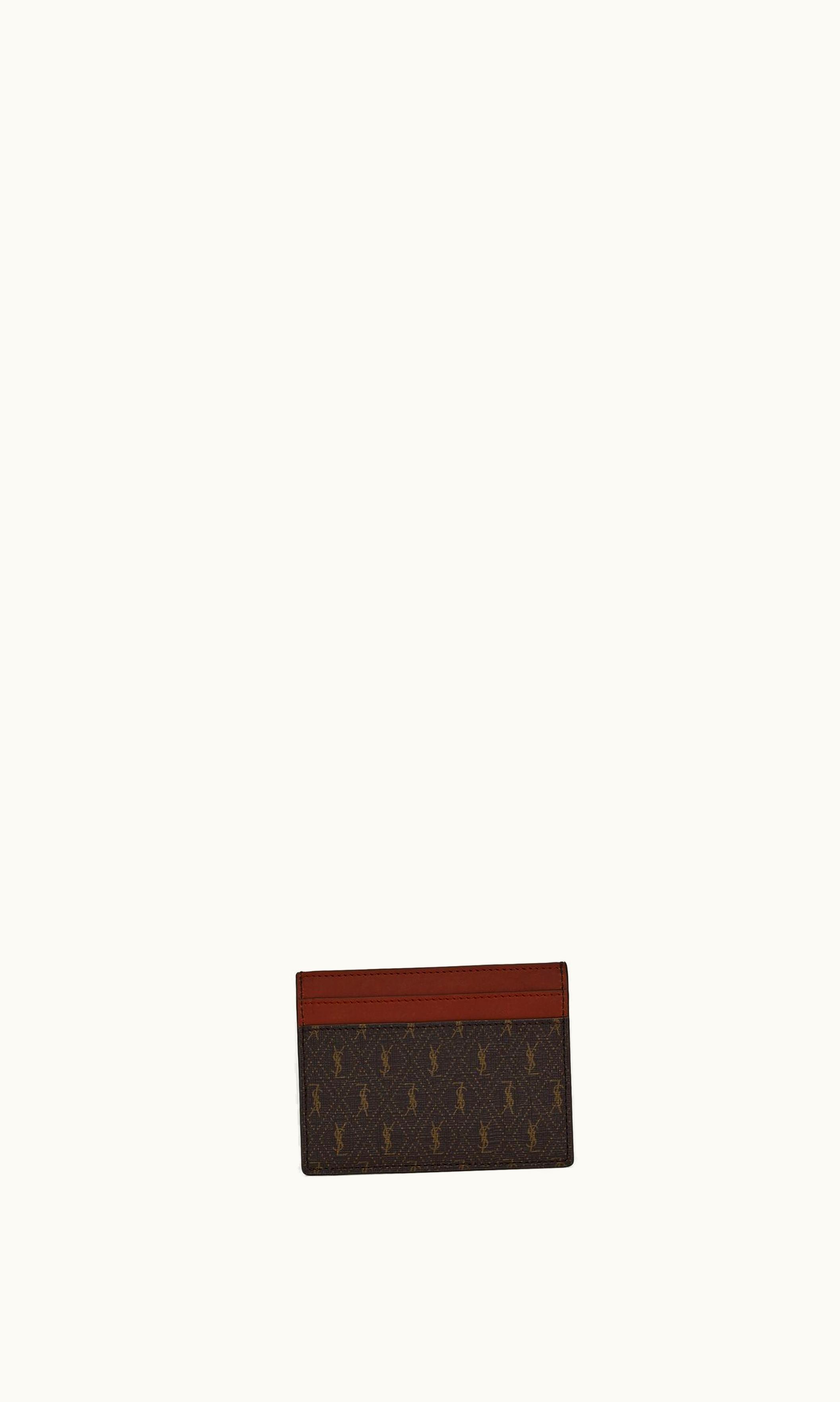 Saint Laurent Saint Laurent Le Monogramme Card Holder In Cassandre Canvas And Smooth Leather Chestnut