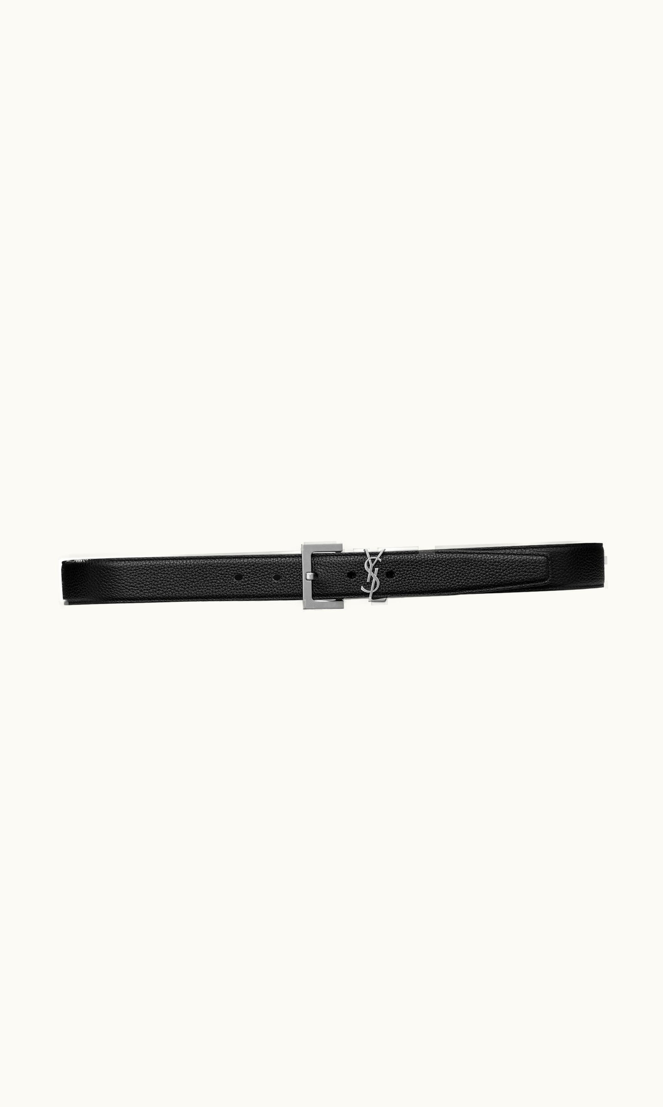 Saint Laurent Saint Laurent Cassandre Belt In Grained Leather Black