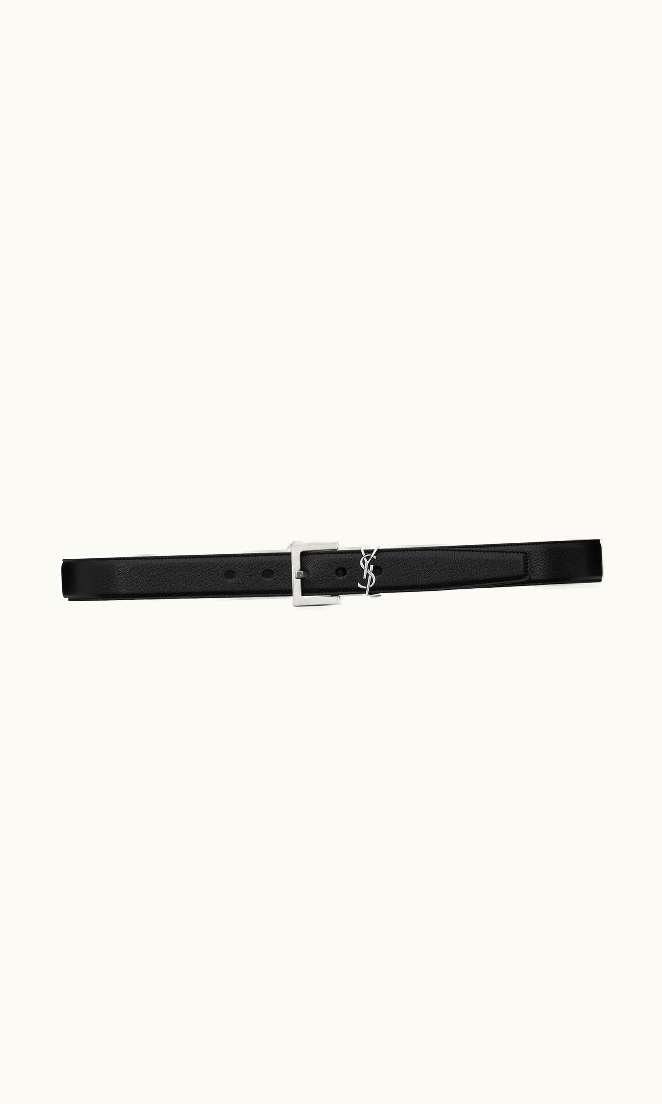Saint Laurent Saint Laurent Cassandre Belt In Smooth Leather Black