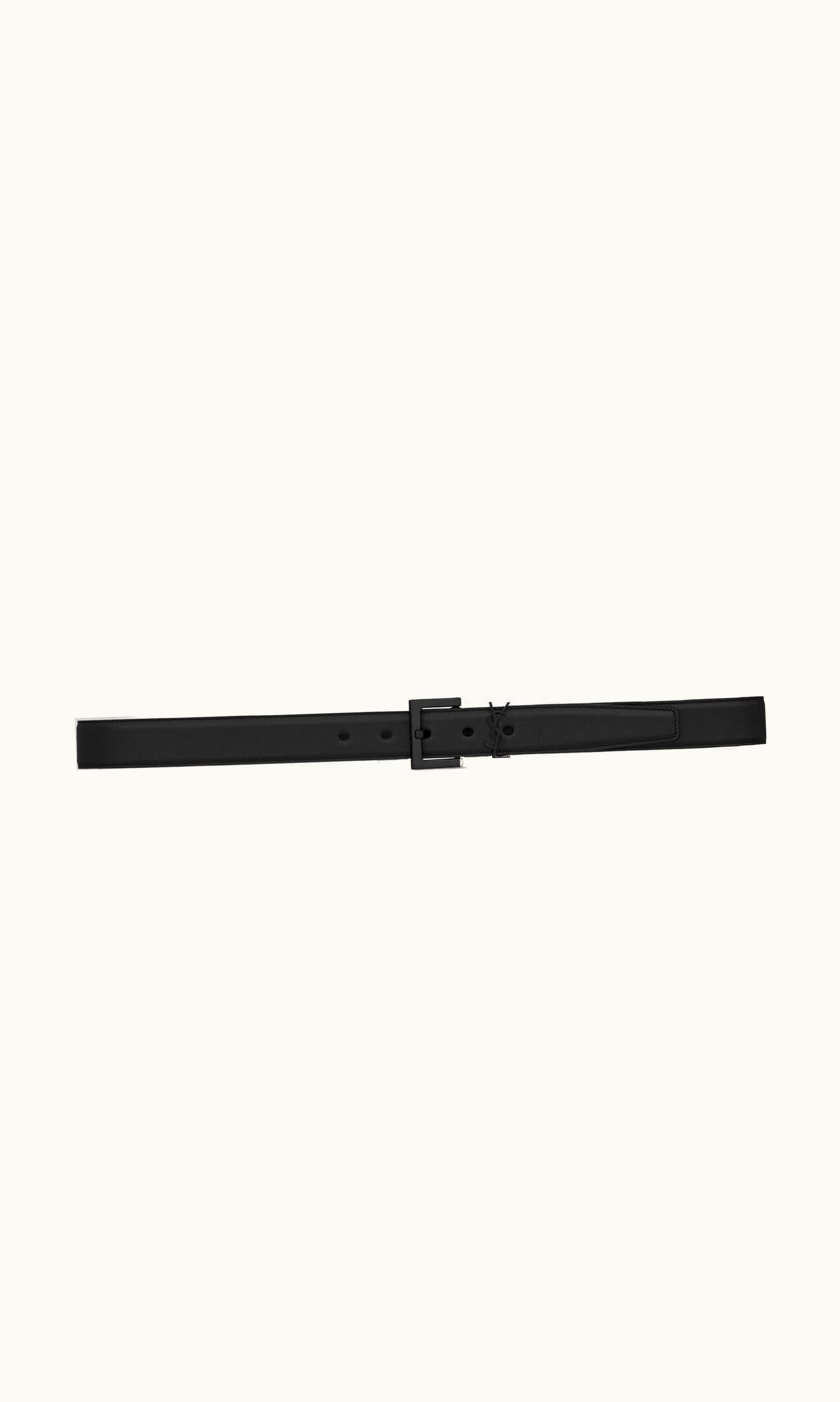 Saint Laurent Saint Laurent Cassandre Belt In Smooth Leather Black BLACK