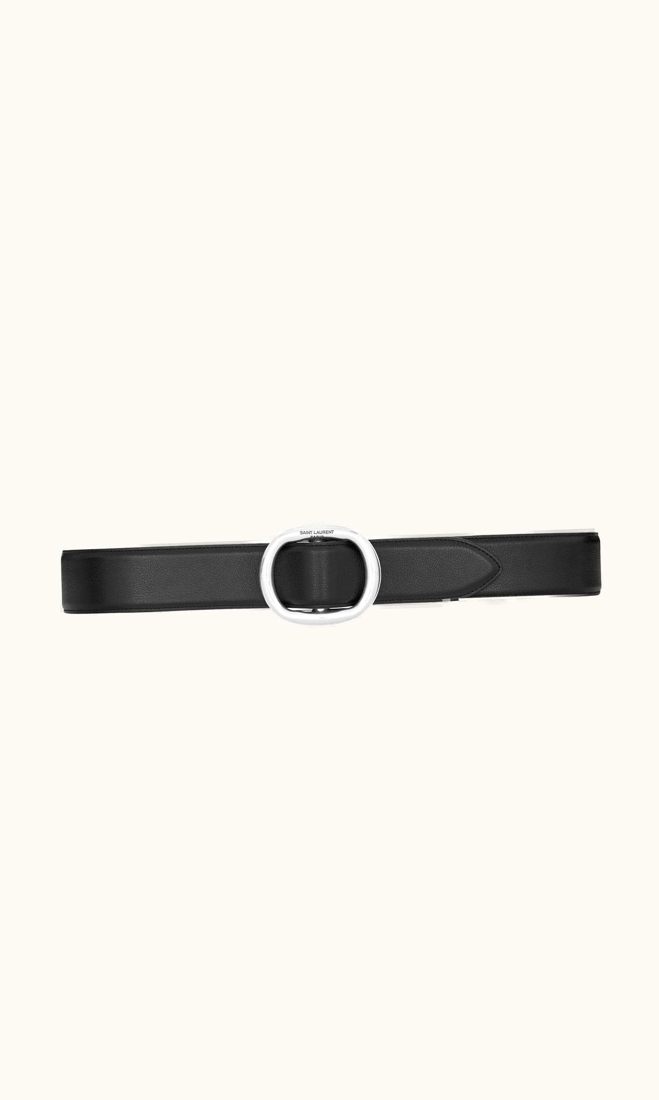 Saint Laurent Saint Laurent Oval Buckle Belt In Smooth Leather Black