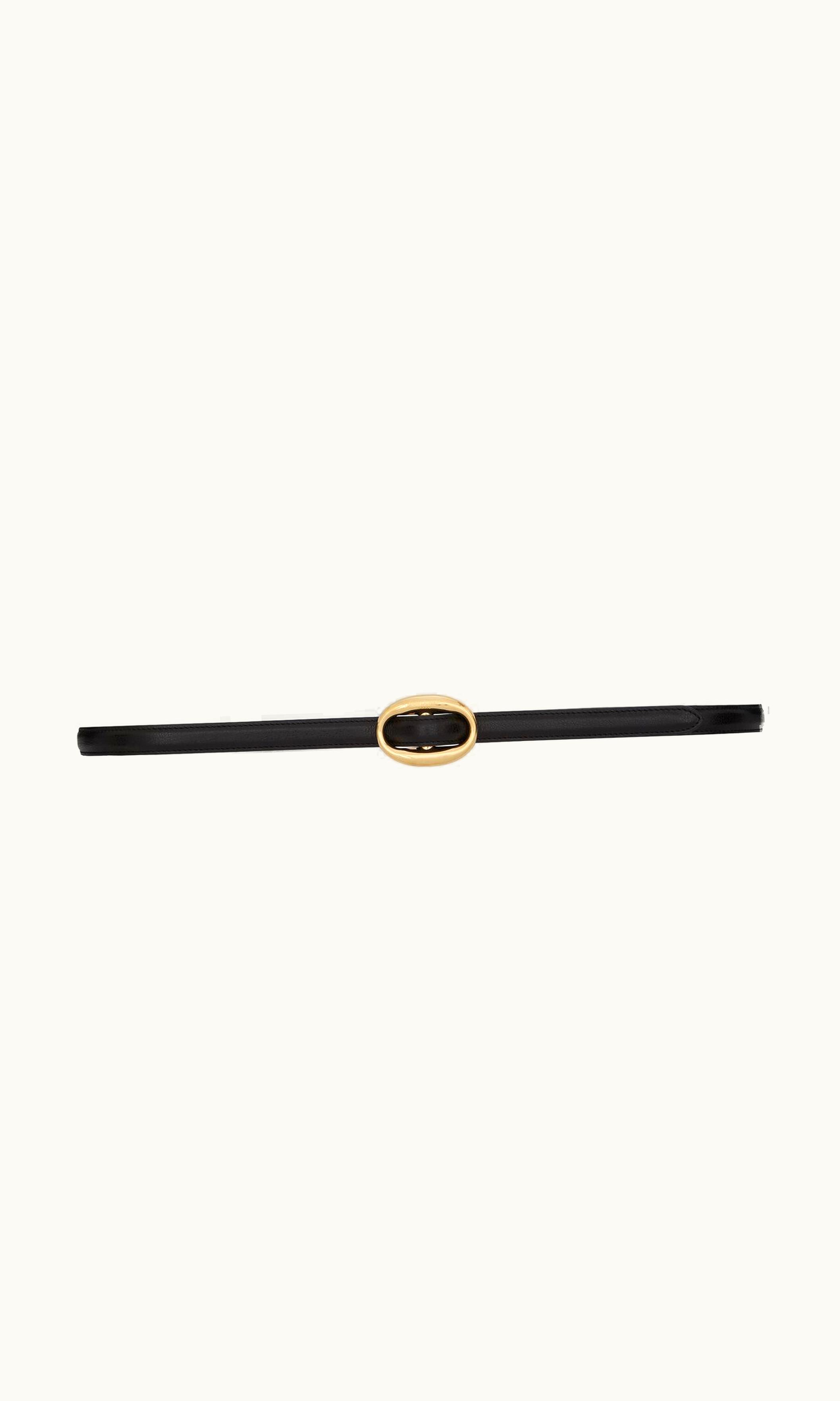 Saint Laurent Saint Laurent Oval Buckle Thin Belt In Smooth Leather Black 756409AACJG1000