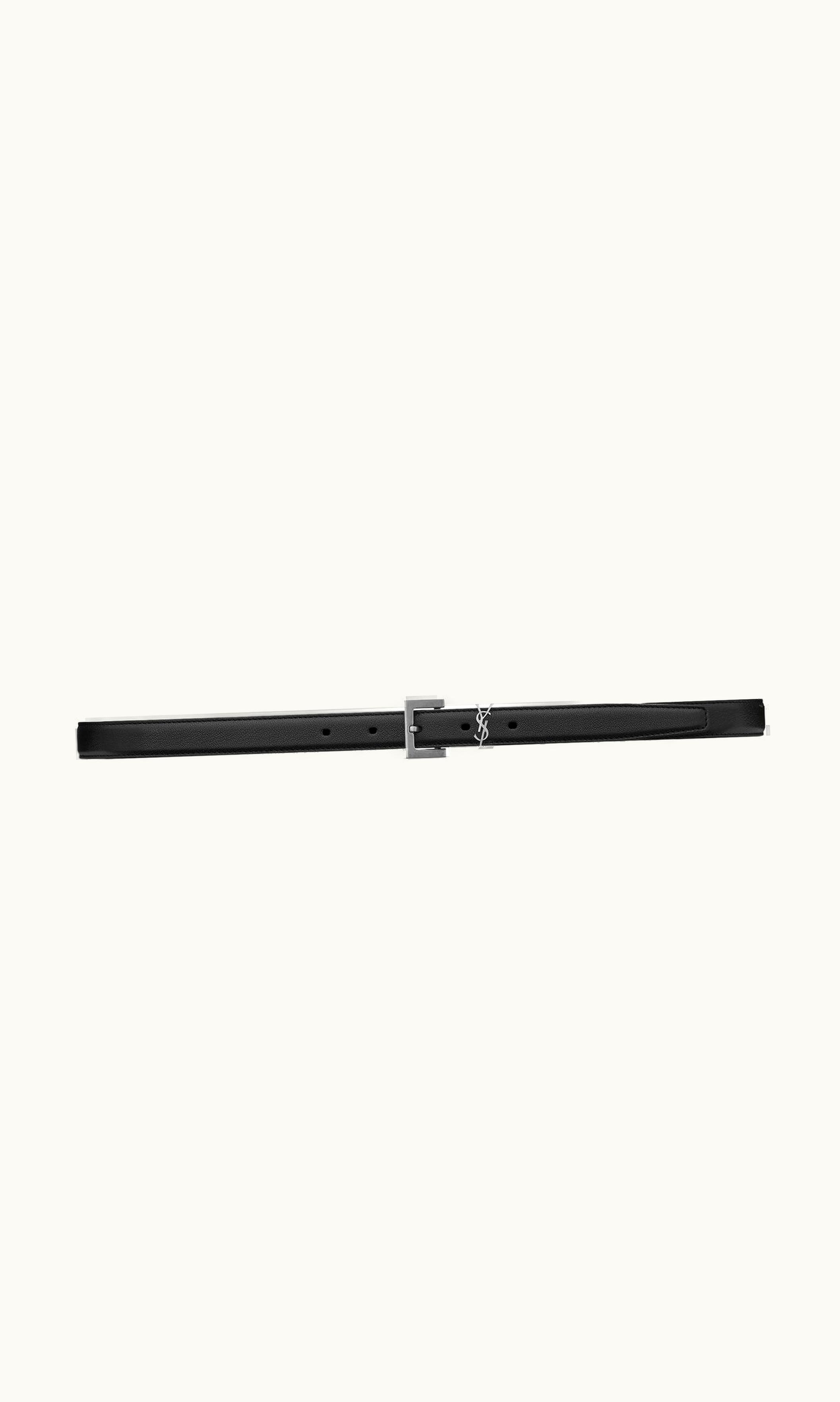 Saint Laurent Saint Laurent Cassandre Thin Belt In Smooth Leather Black