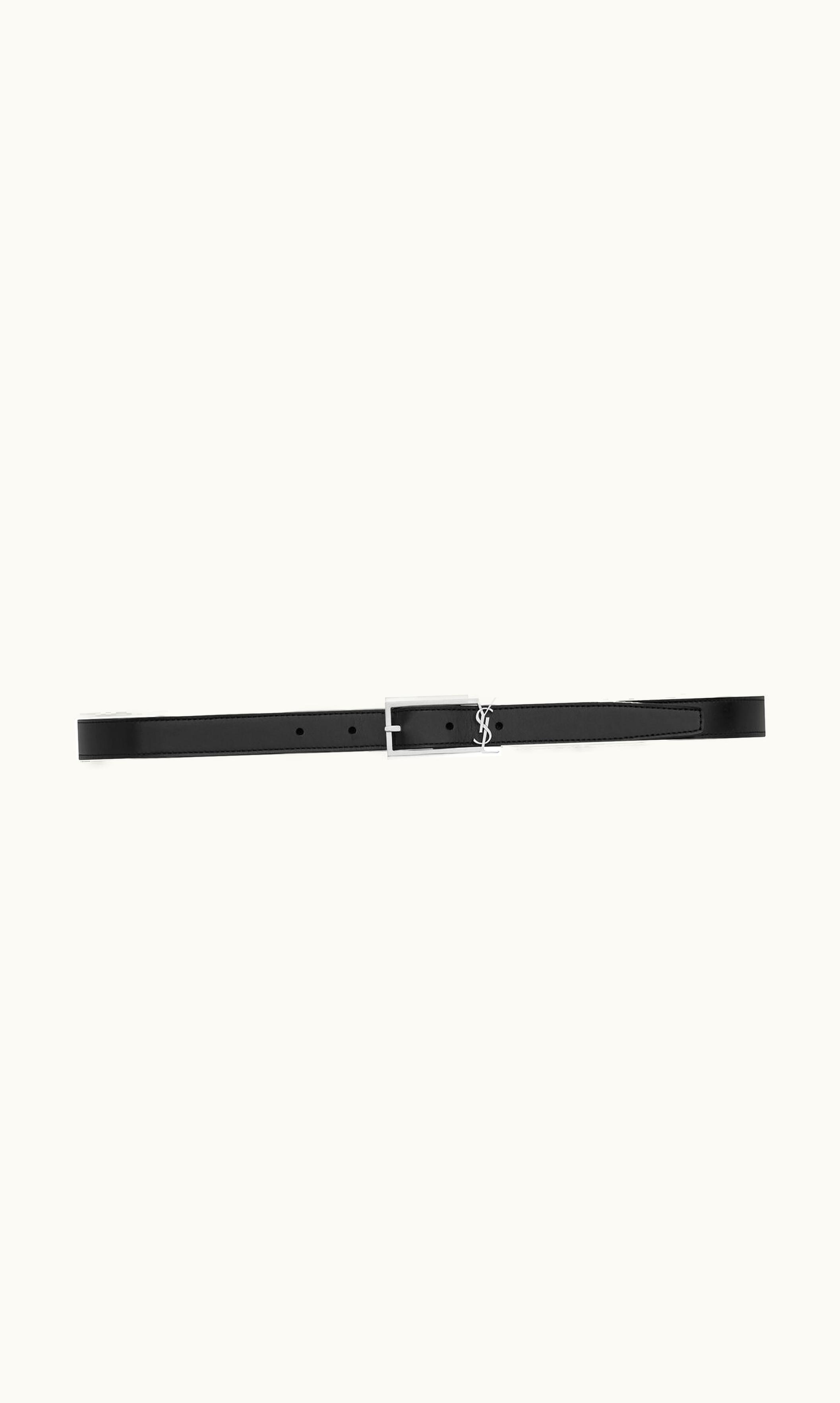 Saint Laurent Saint Laurent New Cassandre Buckle Belt In Smooth Leather Black