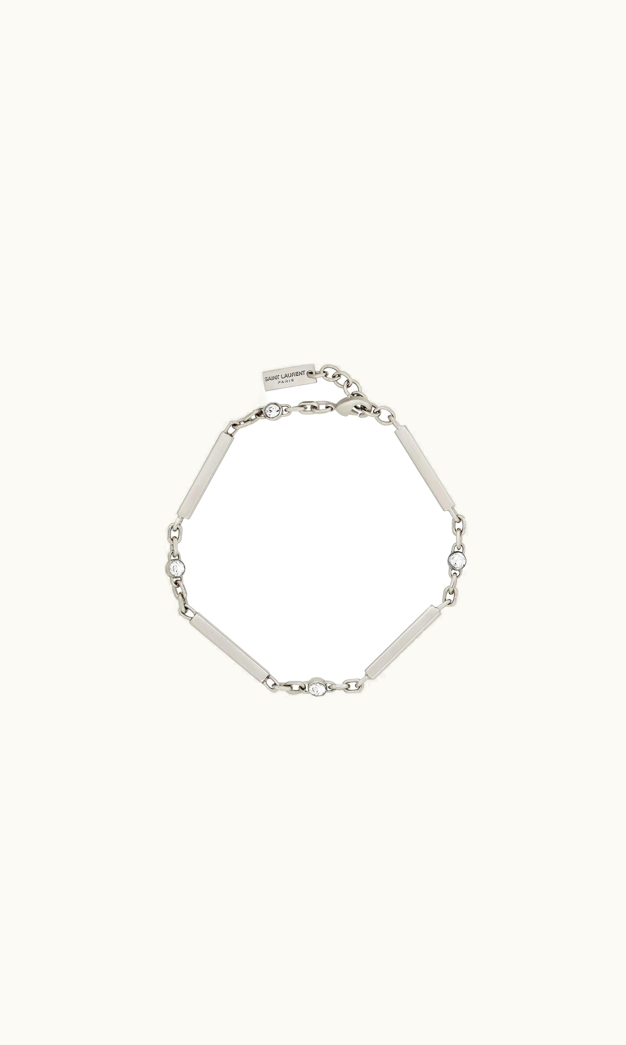 Saint Laurent Saint Laurent Crystal Bar-Chain Bracelet In Metal Crystal And Palladium