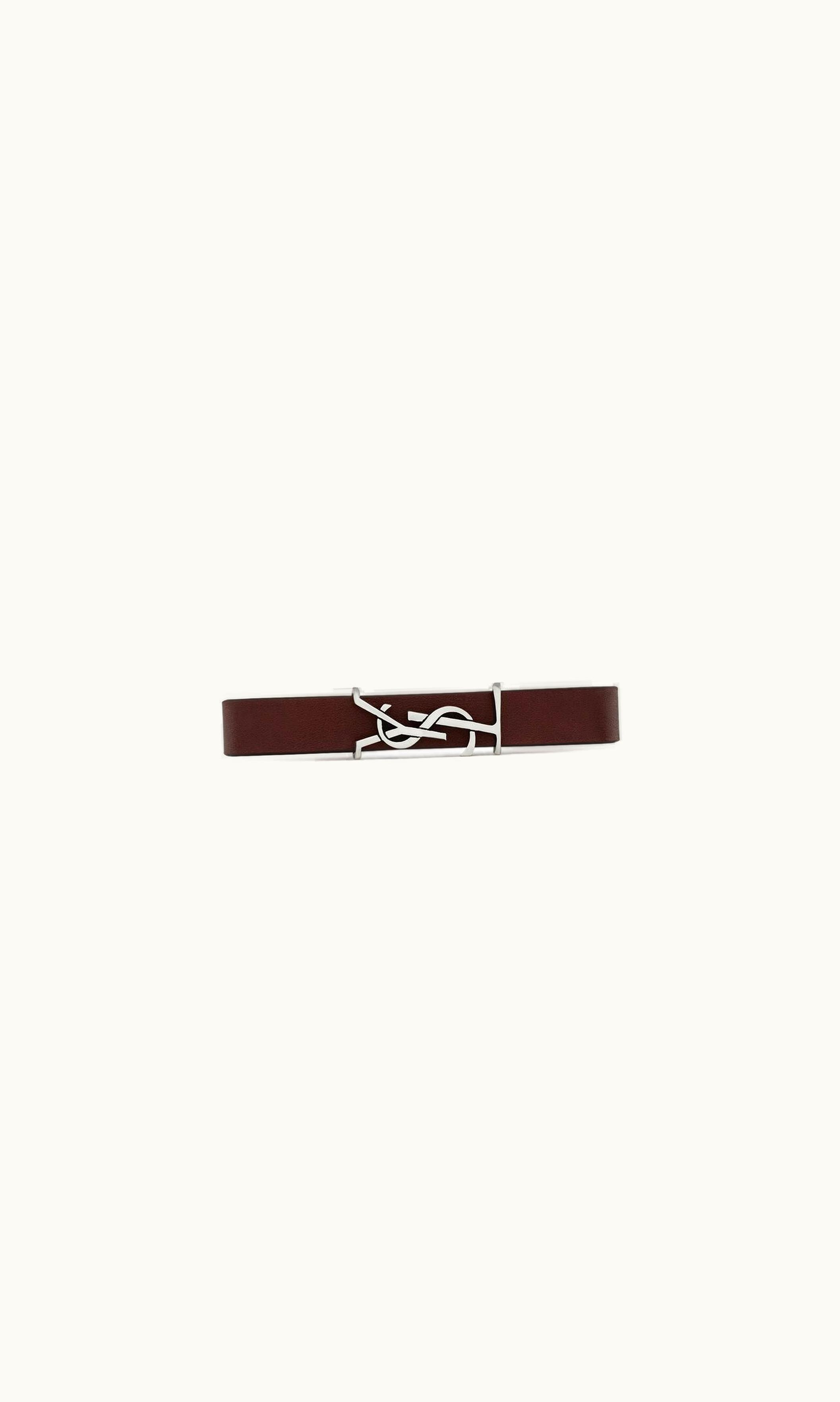 Saint Laurent Saint Laurent Cassandre Bracelet In Leather Brown And Sterling Silver