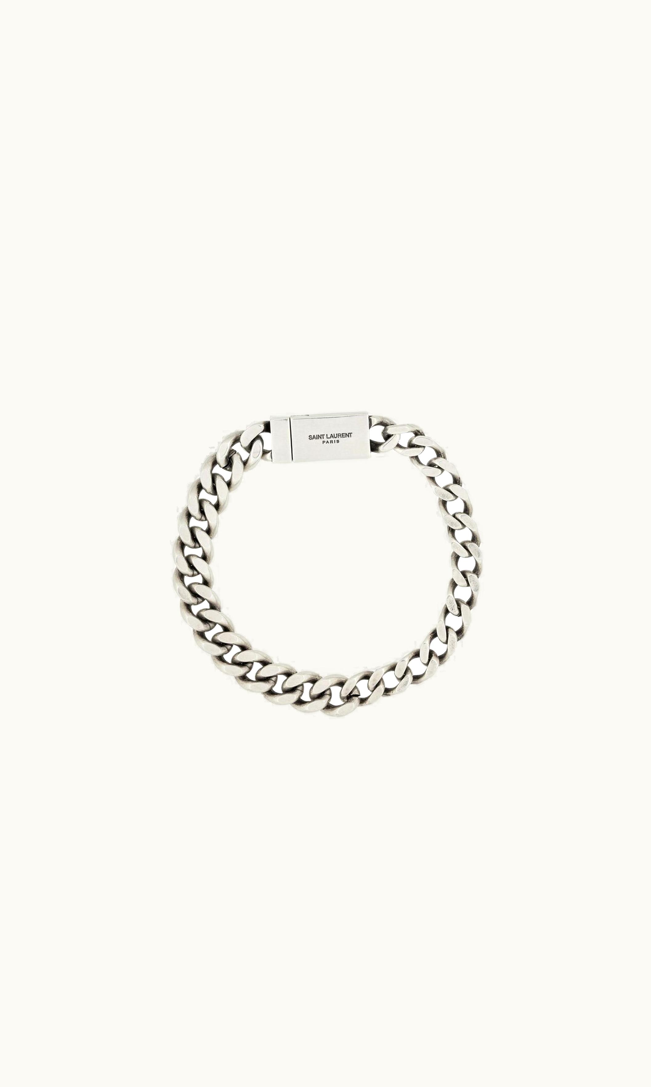 Saint Laurent Saint Laurent Curb Chain Bracelet In Metal Oxidized Silver