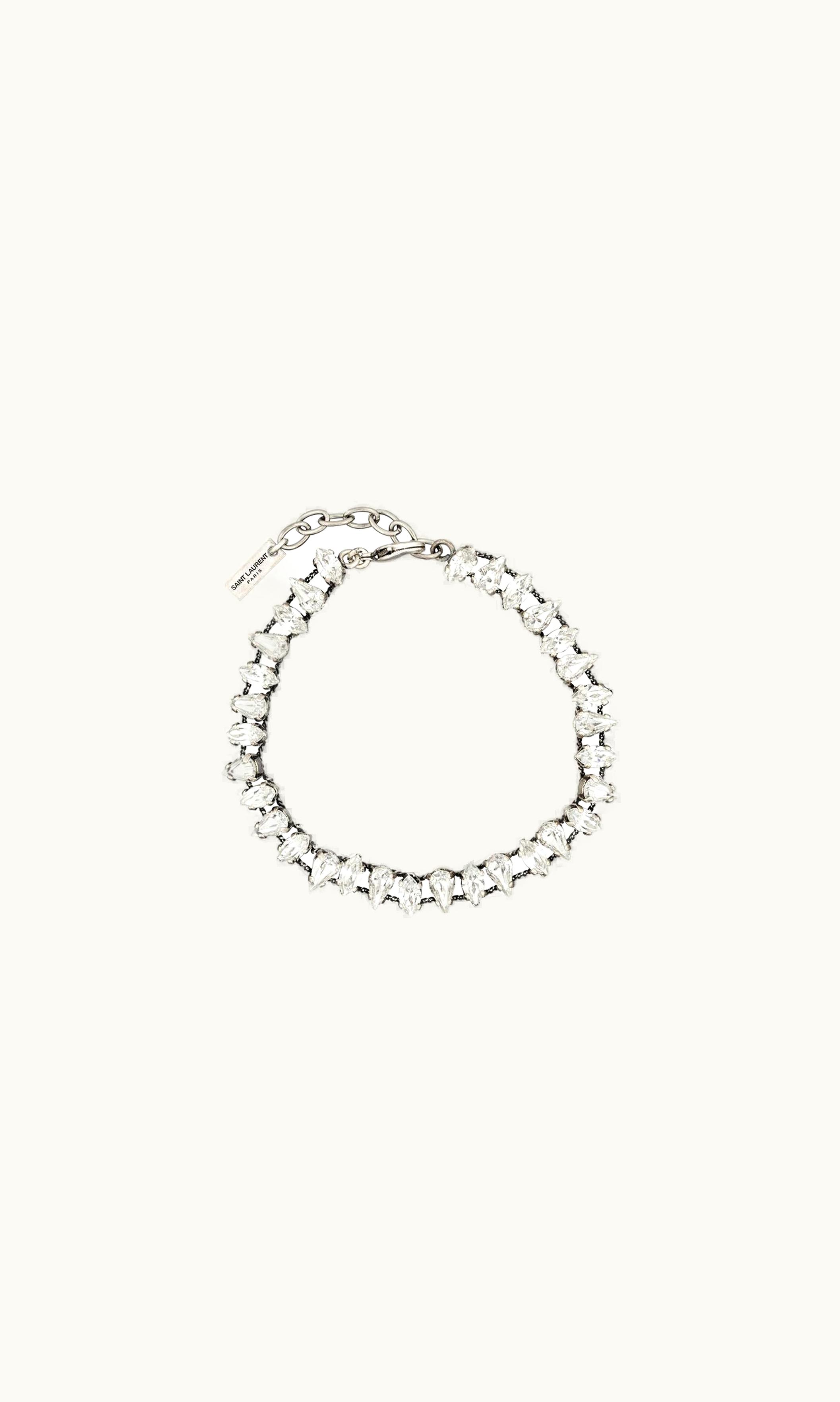 Saint Laurent Saint Laurent Bracelet In Rhinestones And Metal Oxidized Silver And Crystal