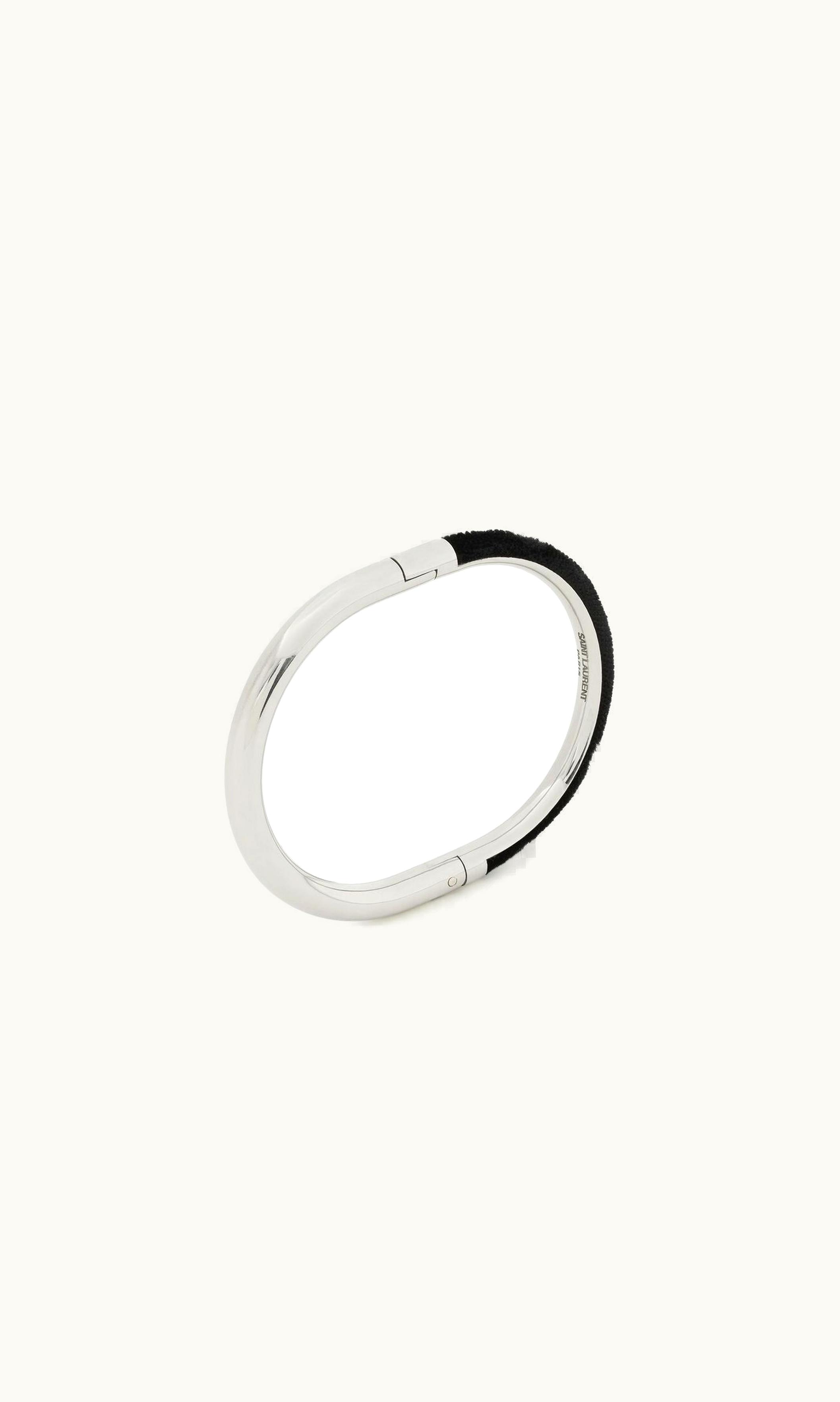 Saint Laurent Saint Laurent Duet Oval Bracelet In Velvet And Metal Black And Palladium