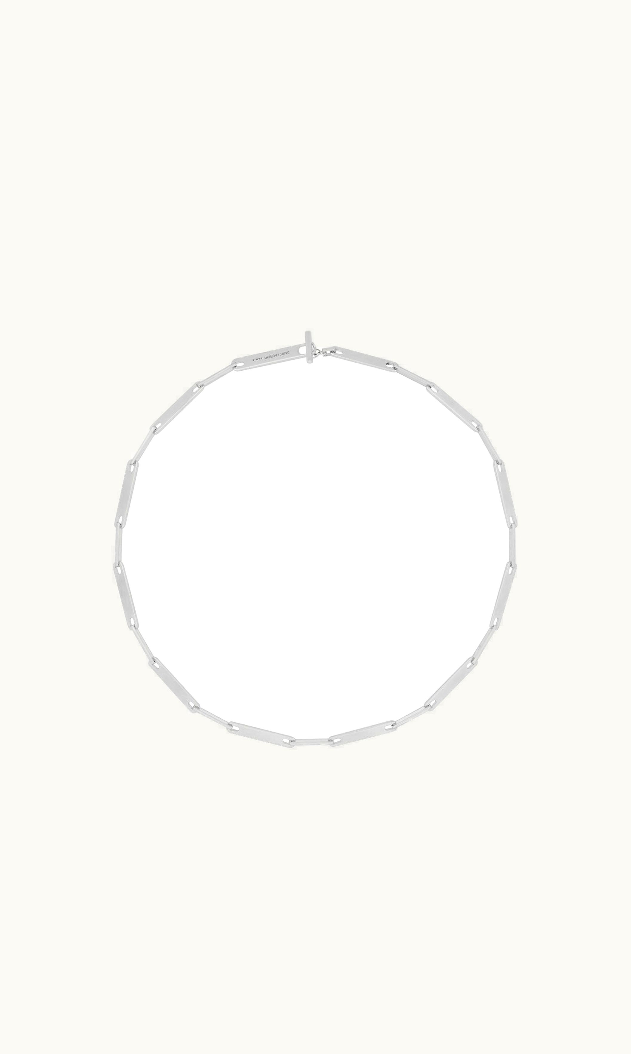 Saint Laurent Saint Laurent Plaque Chain Necklace In Metal Palladium