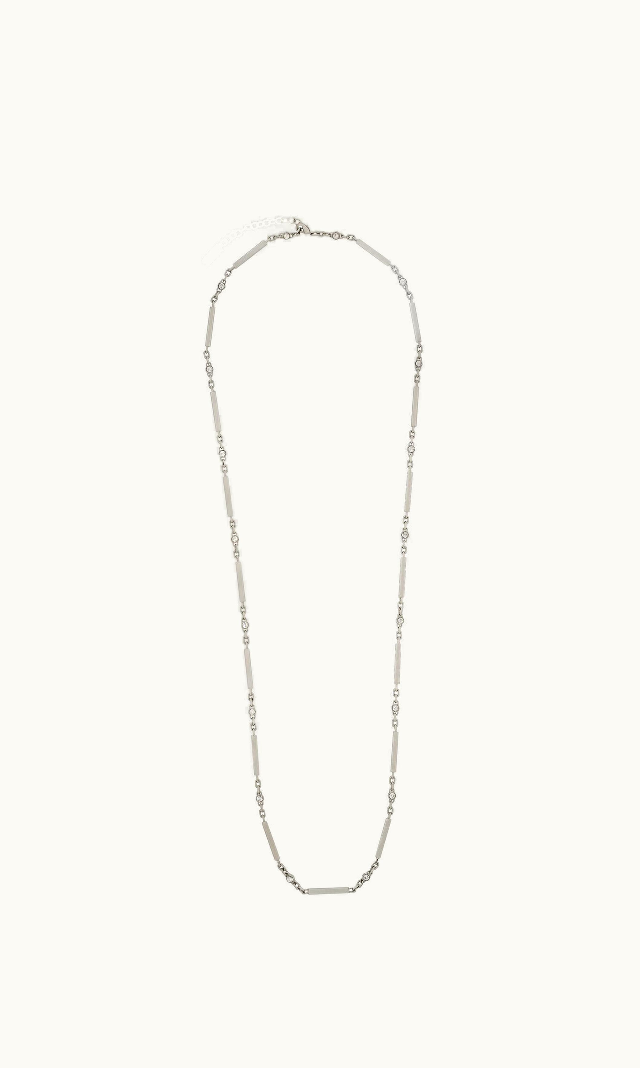 Saint Laurent Saint Laurent Crystal Bar Necklace In Metal Crystal And Palladium