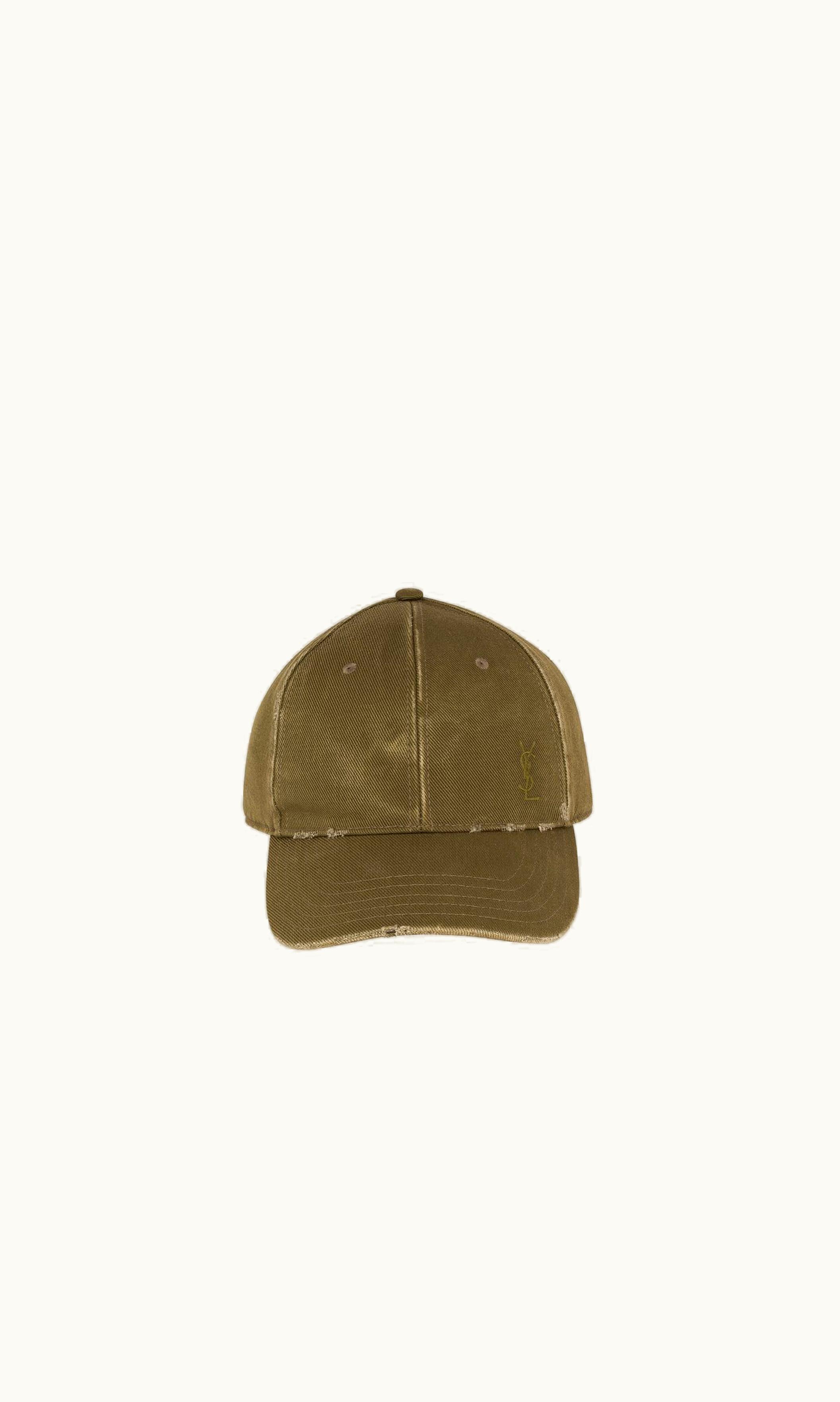 Saint Laurent Saint Laurent Cassandre Cap In Washed Denim Khaki KHAKI